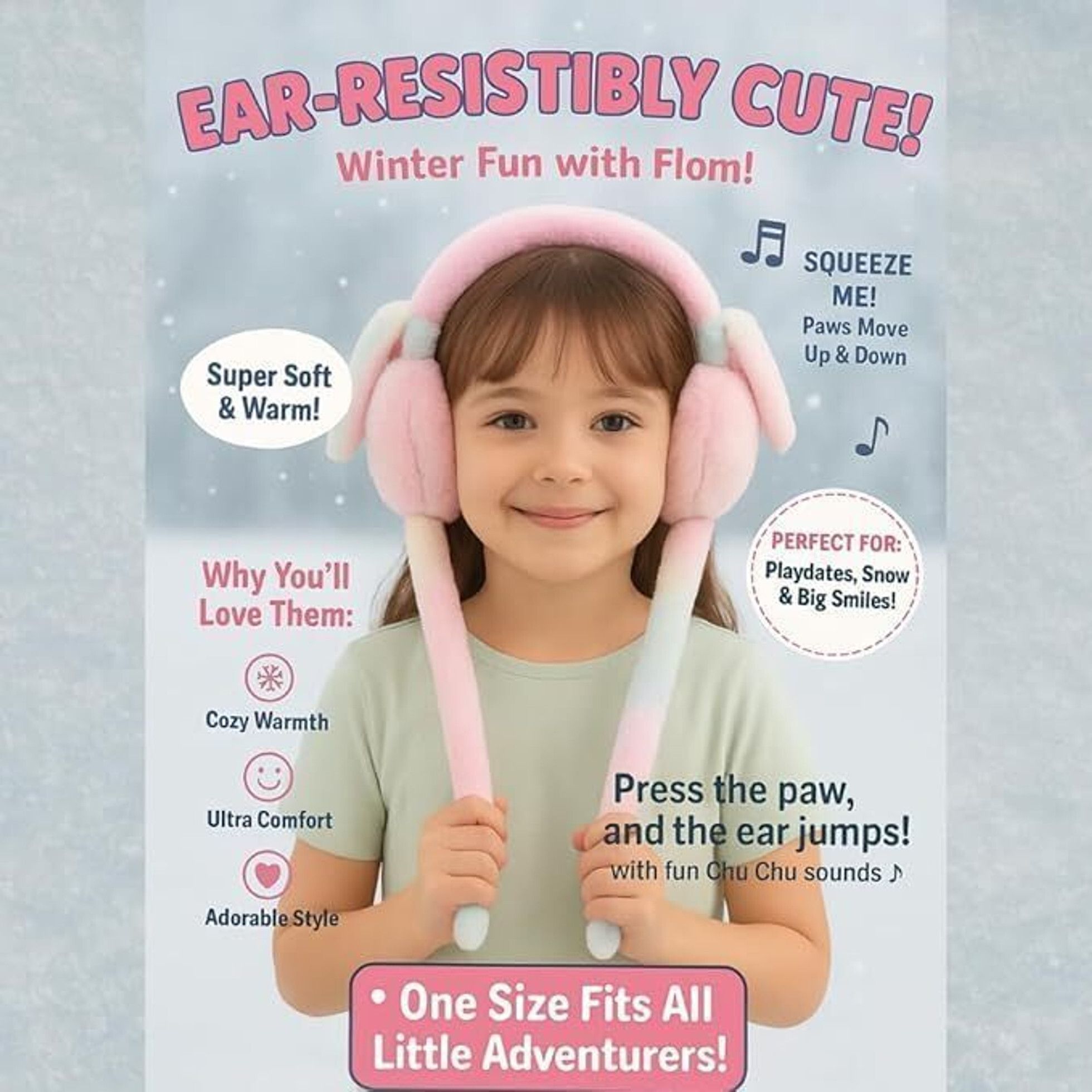 blackrod Cute Pastel Color Winter Earmuffs Featuring Chuchu Rabbit Sound Bunny Ear Style Ear Muff-picture-18