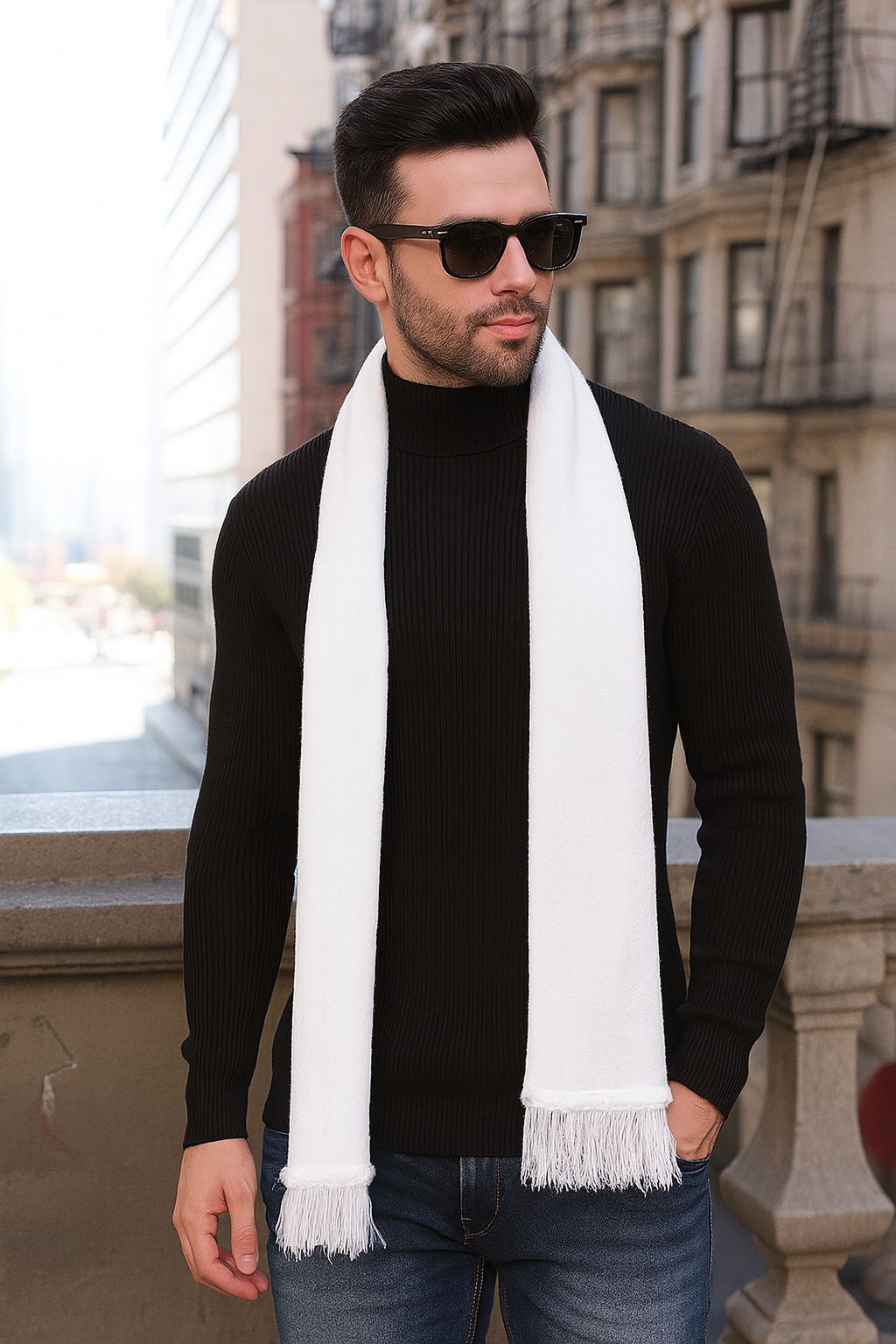 SCHp Solid, Geometric Print, Self Design Men Muffler-picture-14