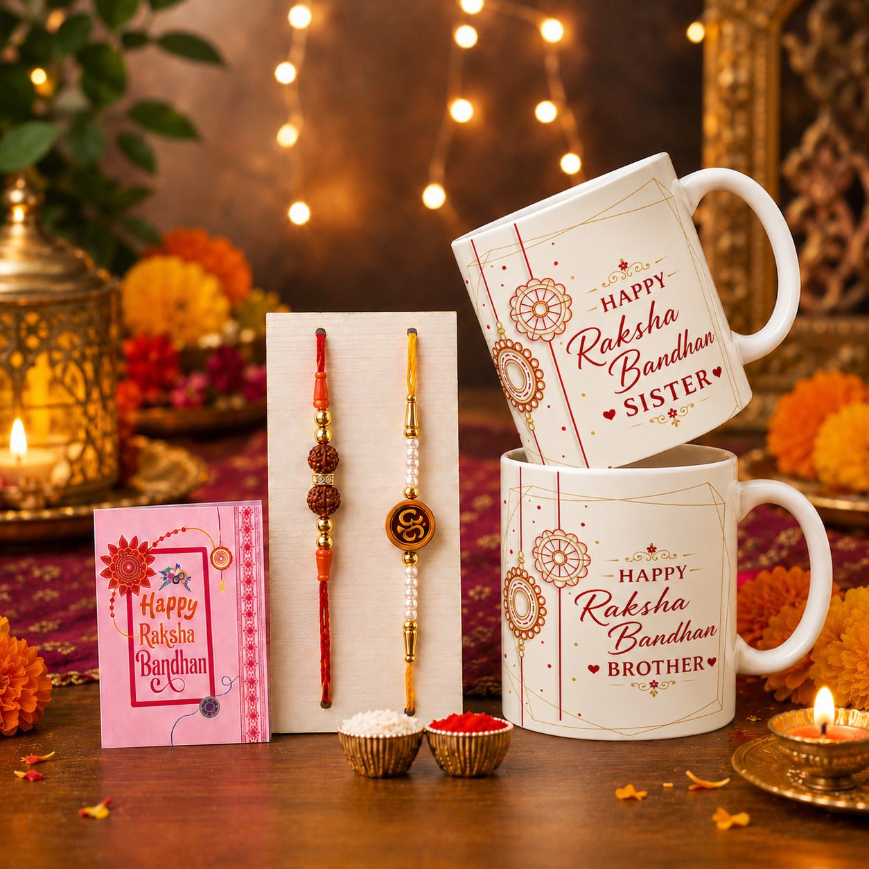 dharma gift Brother Sister Rakhi set.29(2 Rakhi,2,1 Card,1 Roli Chawal) Ceramic Coffee Mug-picture-21