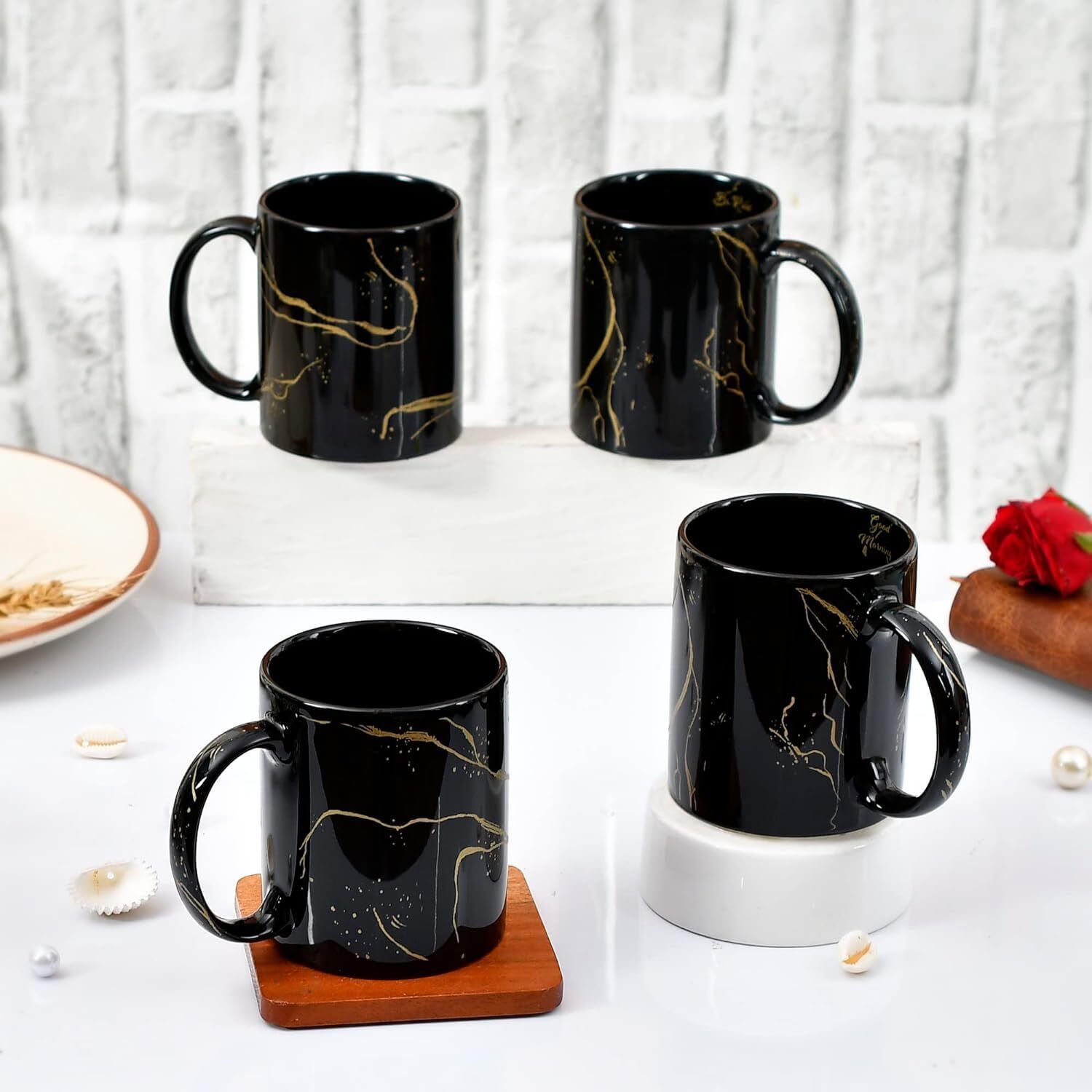 sawardawalas Premium Black Printed Cropper Black Glossy Finish Handmade Ceramic Coffee Mug-picture-13