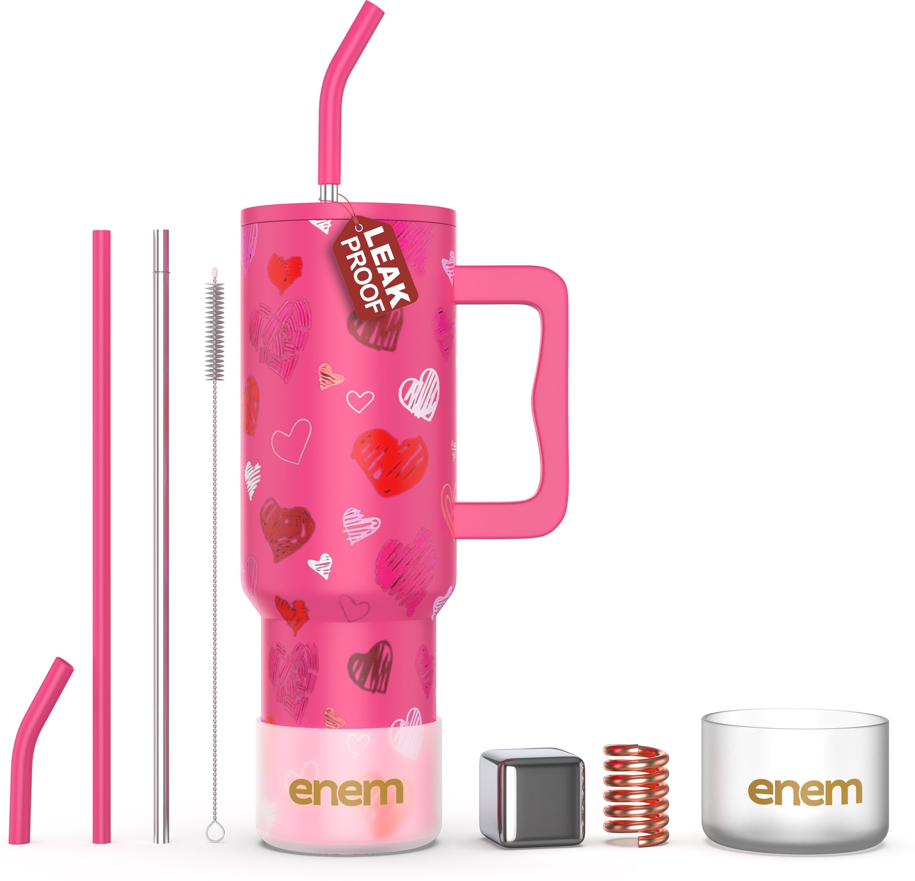 Tumbler with Inbuilt Straw, Metal Ice Cube, Copper Spring,Sipper,Leakproof Stainless Steel Tumbler-image-41