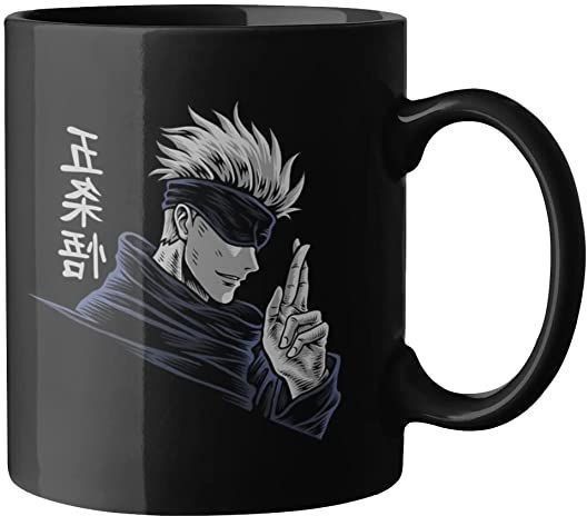 GOJO SATORU GANGSTA LOOK PRINTED 330 ML BLACK MUG FOR GOJO SATORU ANIME LOVERS Porcelain Coffee Mug-image-17