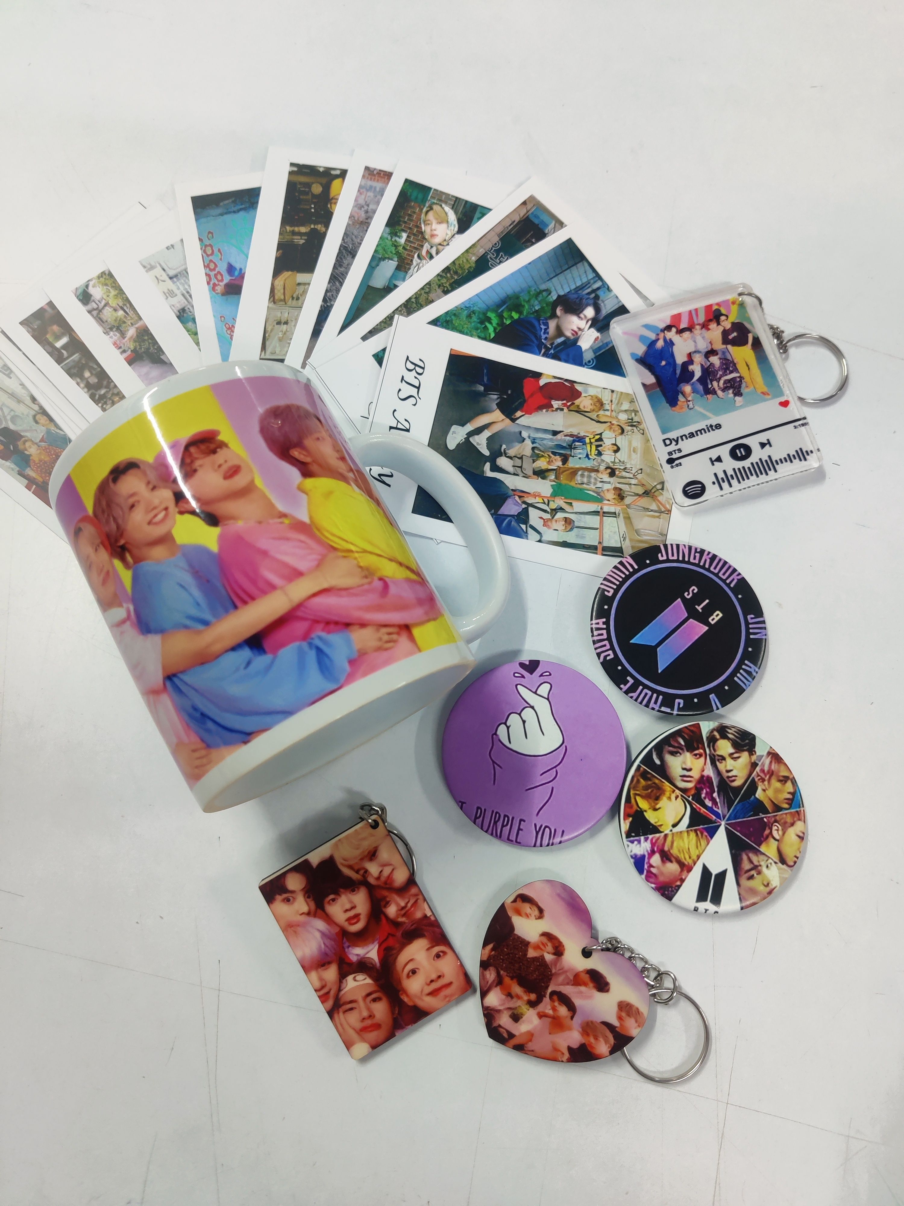 BTS ULTIMATE COMBO HAMPER WHITE MUG , 16 LOMO CARDS , 3 BADGE & 3 KEYCHAINSS Ceramic Coffee Mug-image-10