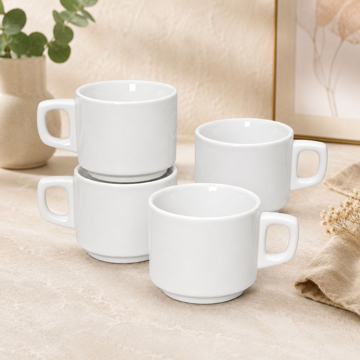 Classic White Ceramic Set Glass Coffee Mug-image-33