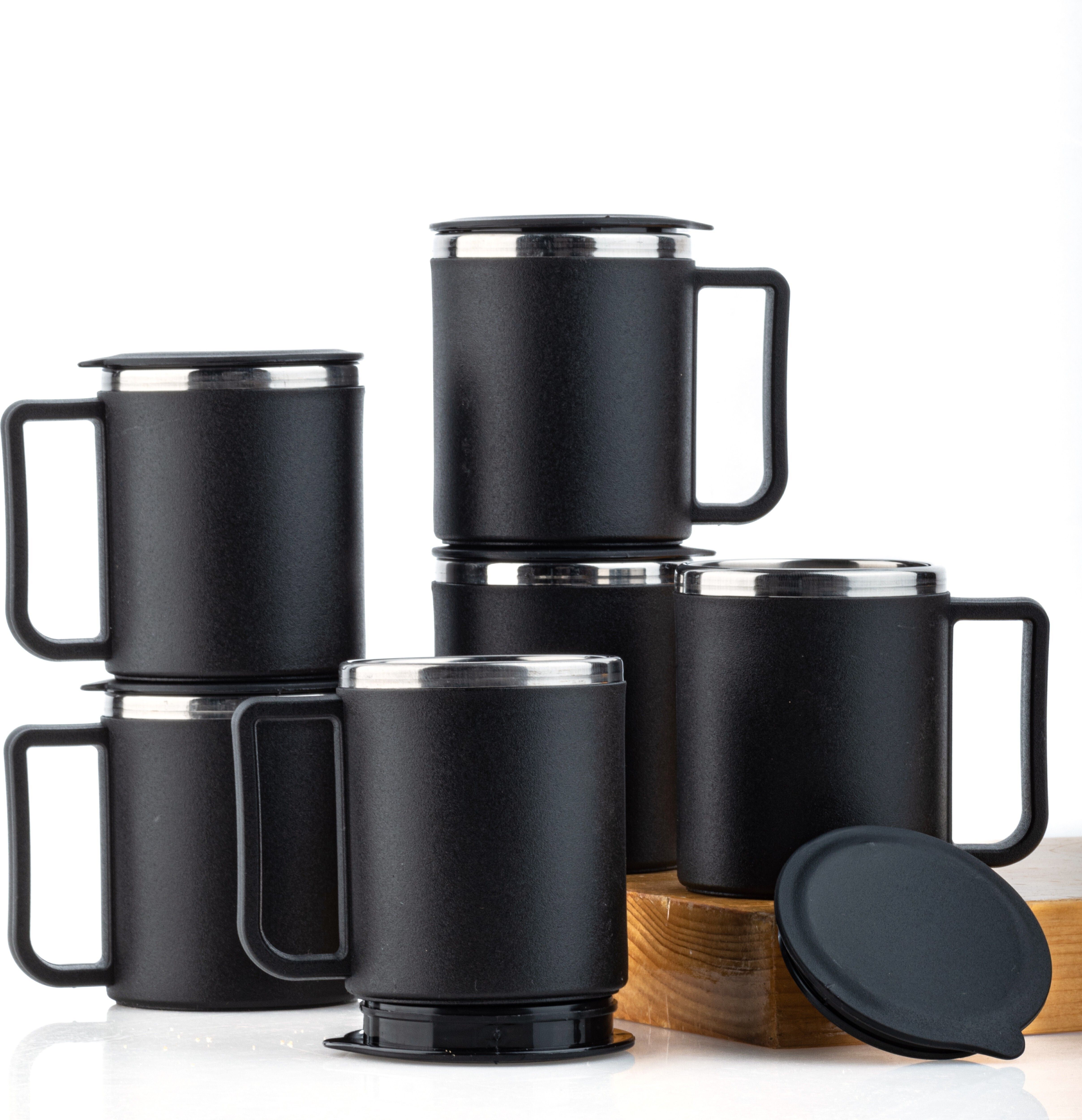 jony Pack of 6 Plastic, Steel Premium Quality Chai, Tea & Coffee Cup Set - Elegant & Durable for Daily Use-picture-13