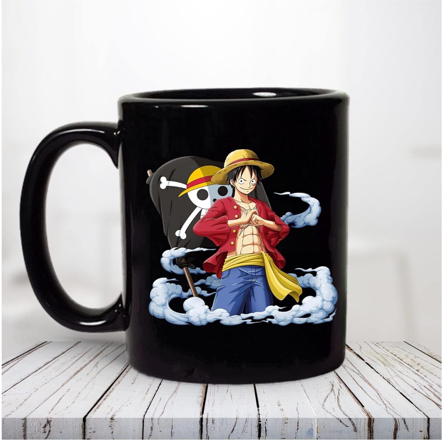 ONE PIECE LUFFY SYMBOL ANIME PRINTED 330 ML BLACK MUG FOR ANIME LOVERS Ceramic Coffee Mug-image-15
