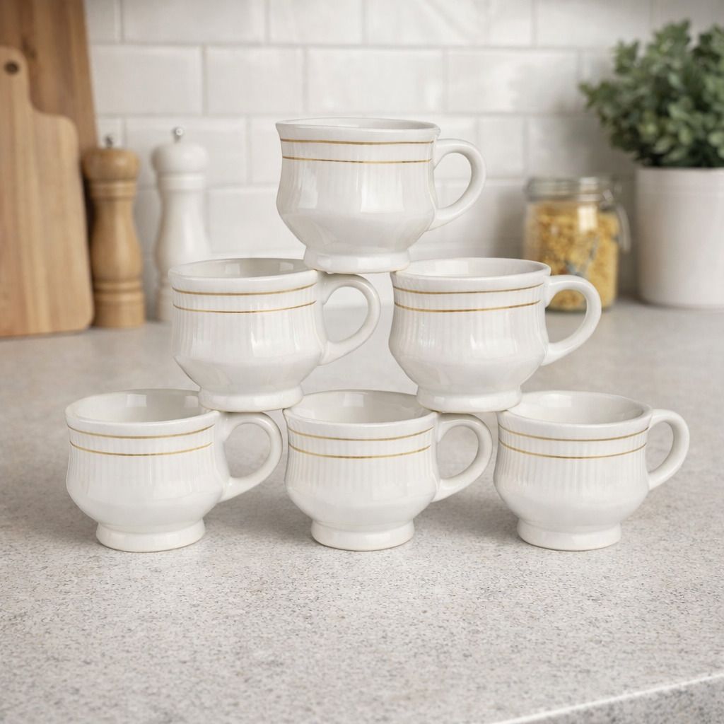 kiki creation Pack of 6 Ceramic, Bone China mona small size tea cup set-picture-27