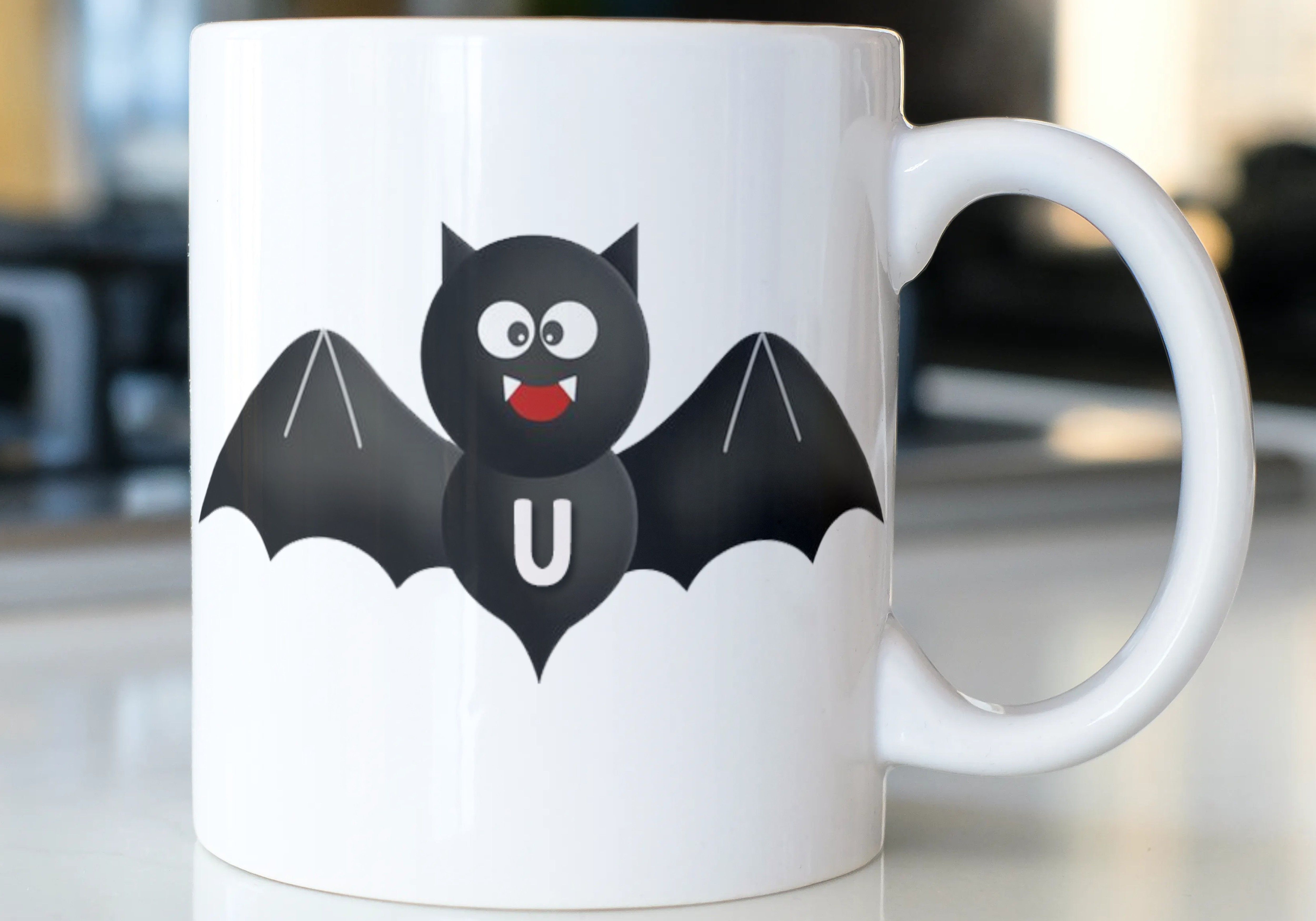Bat Letter U , Letter U Alphabet Best Gift for Friends Who's Name Start With Ceramic Coffee Mug-image-47