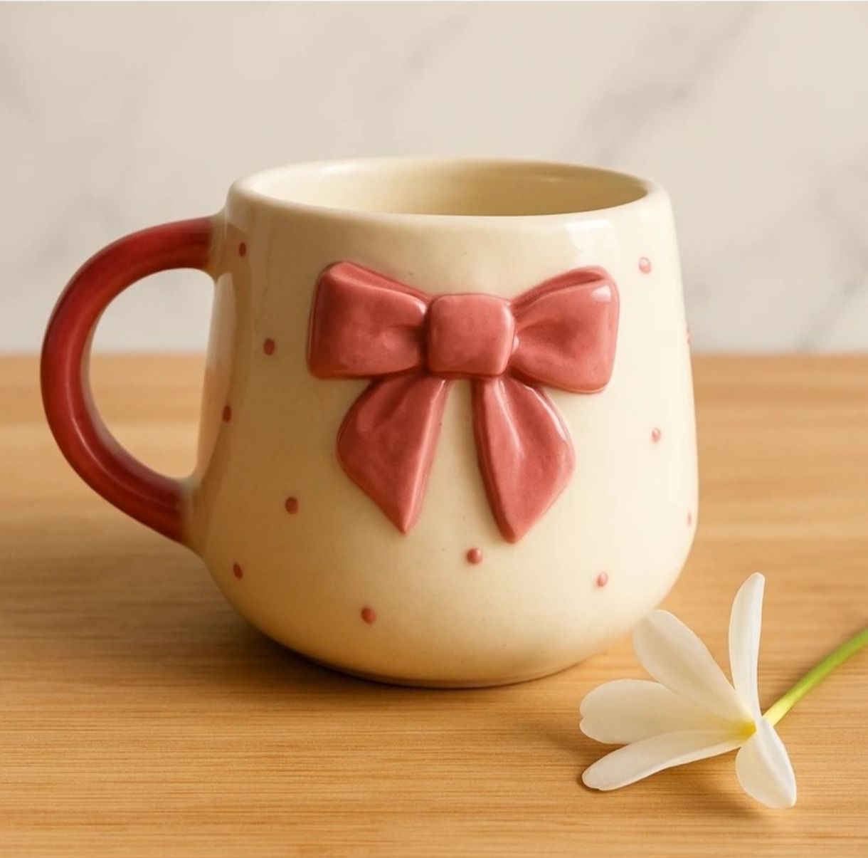 Cute Ceramic Coffee with 3D Bow Design | Premium Gift for Tea & Coffee Ceramic Coffee Mug-image-8
