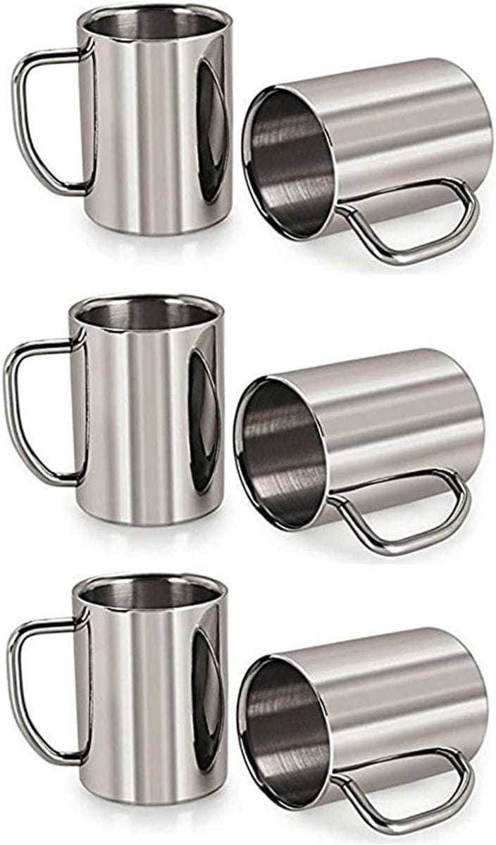 visaxmi Pack of 6 Stainless Steel Double Wall Coffee Mug Set of 6| Unbreakable Tea & Coffee Cup 250ml-picture-23