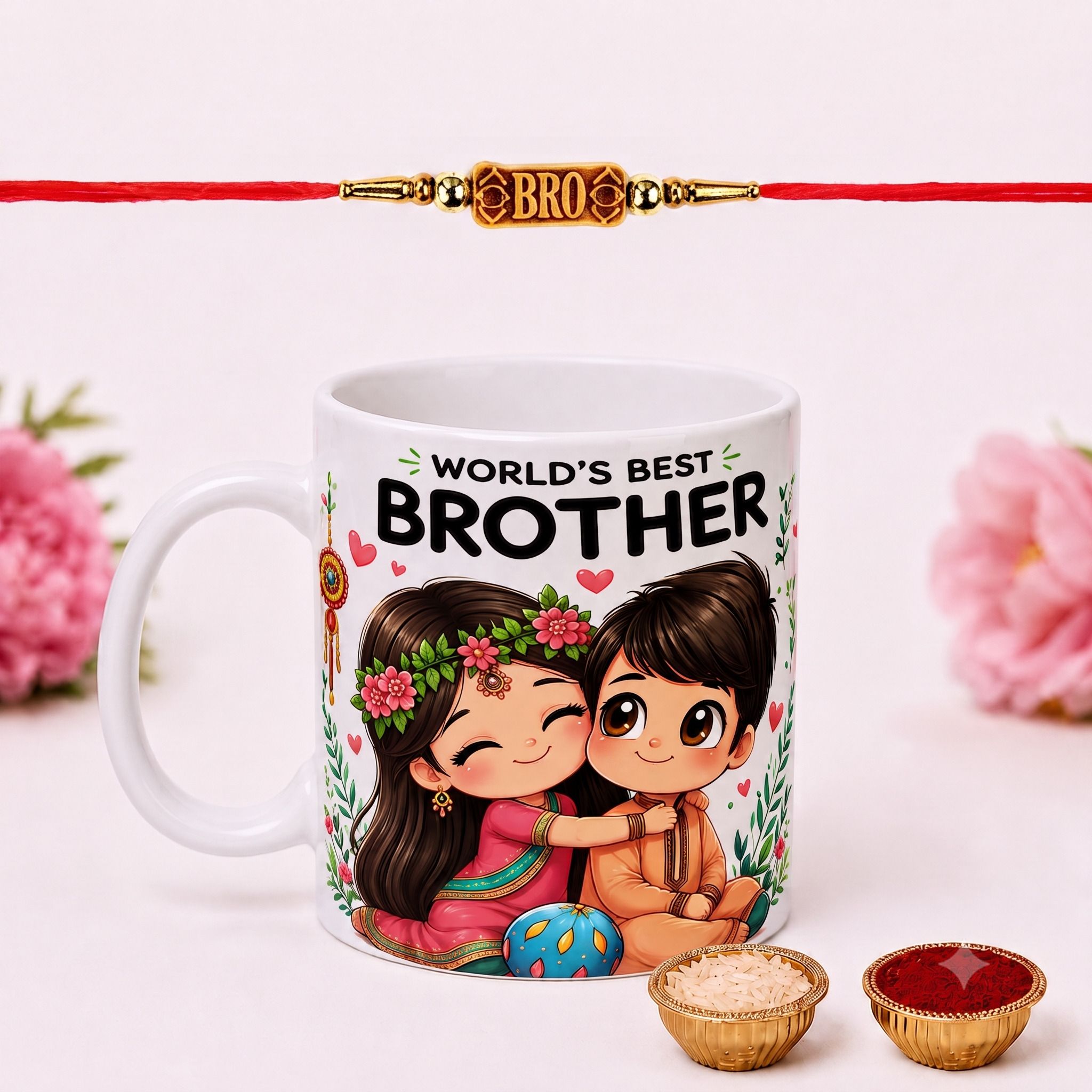 dharma gift Happy Rakshabandhan Printed A18(1 Rakhi ,1 and Roli Chawal) Ceramic Coffee Mug-picture-21