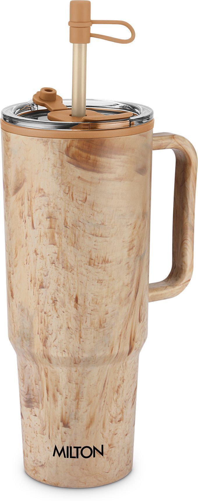 milton Puris 1200 Water Tumbler | 2-in1 Lid Sip or Gulp Handle, 1200 ml, Coffee Brown Plastic Tumbler-picture-13