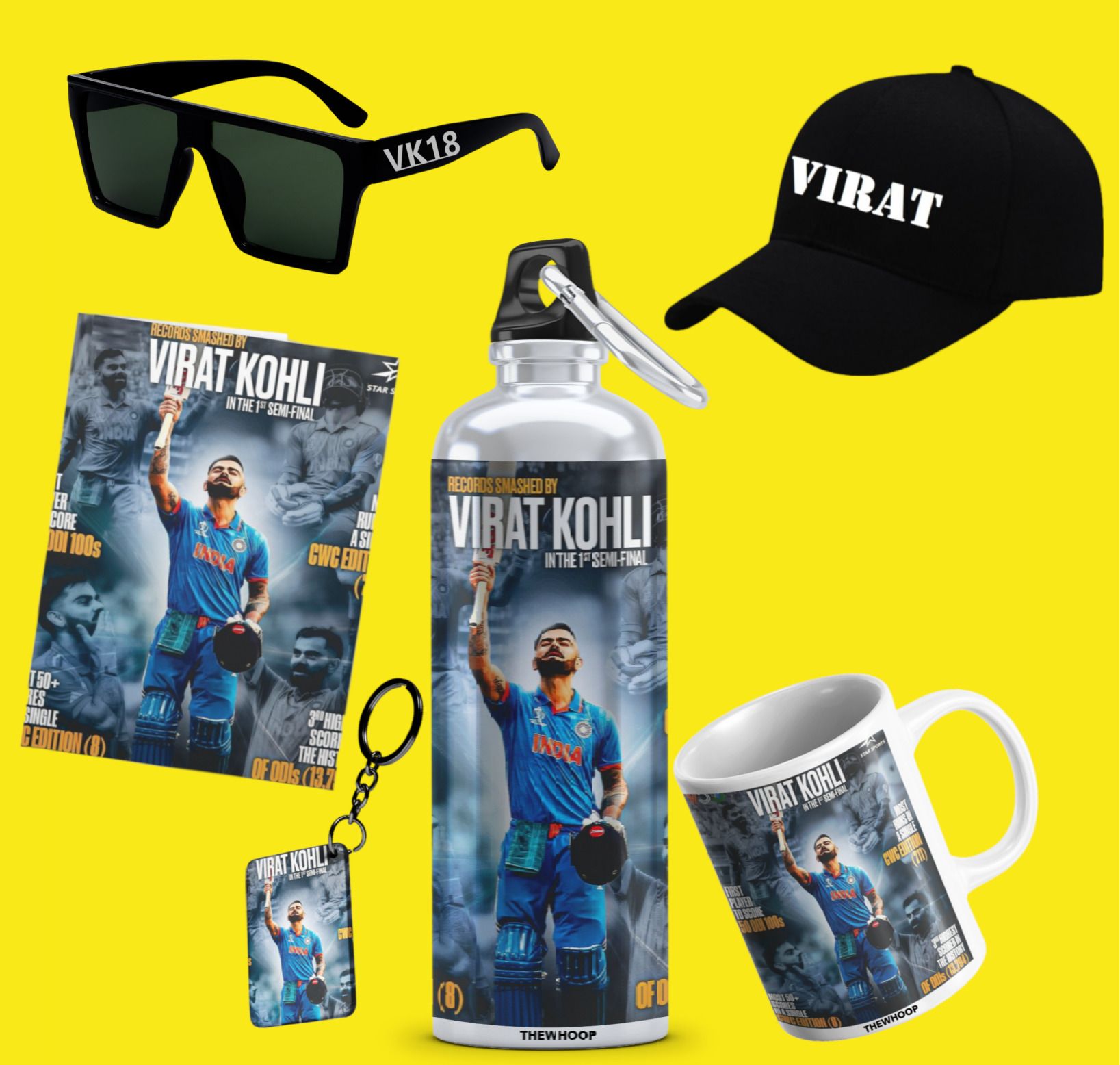 6in1 Virat Gift Combo Pack of 1 Bottle,1 Keychain,1 Card, 1 Cap, 1 Sunglass & 1 Ceramic Coffee Mug-image-37