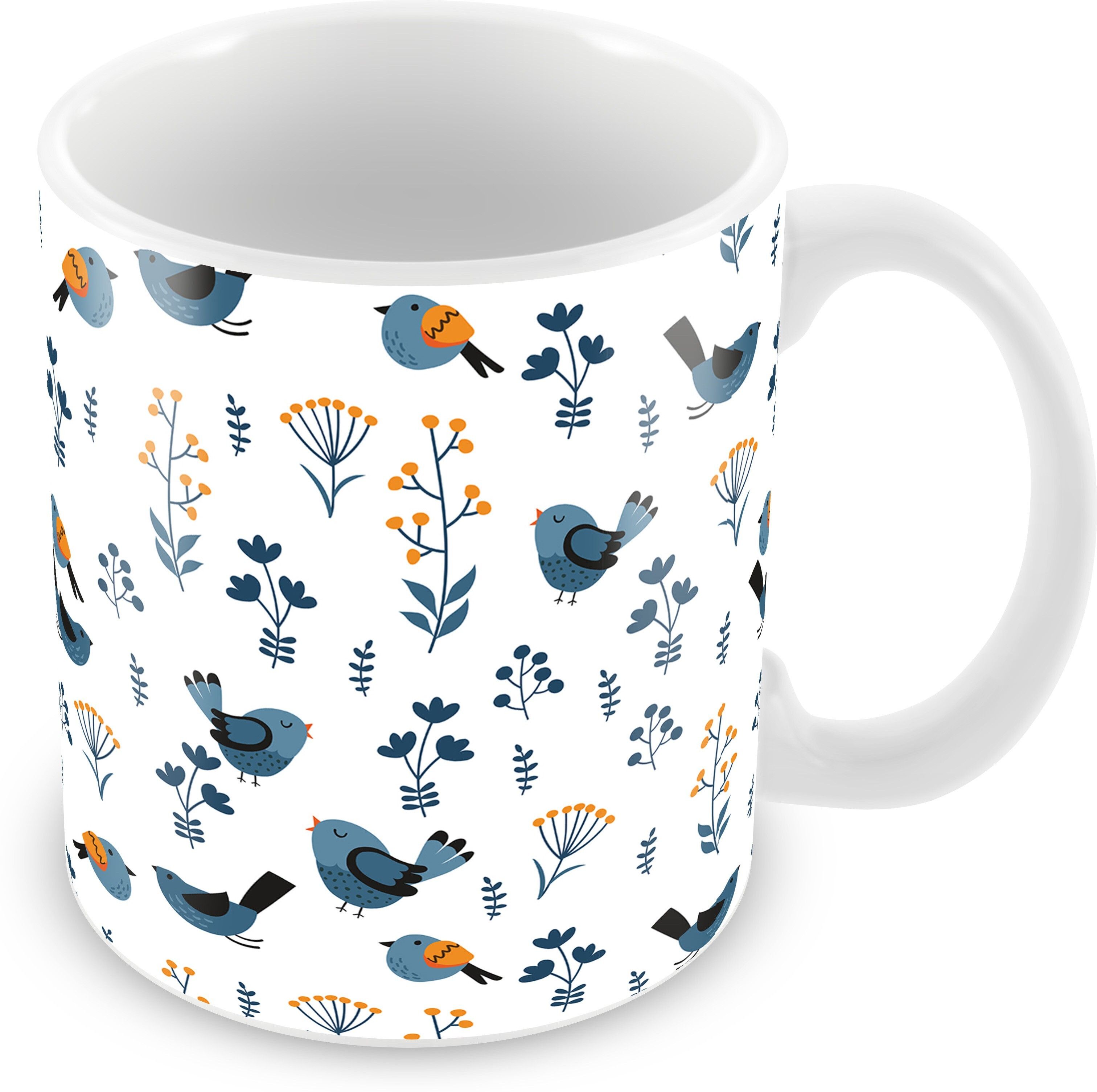 Beautiful Seamless Bird Pattern White Color Cup for Tea And Coffee Ceramic Printed (350 ML) Ceramic Coffee Mug-image-31