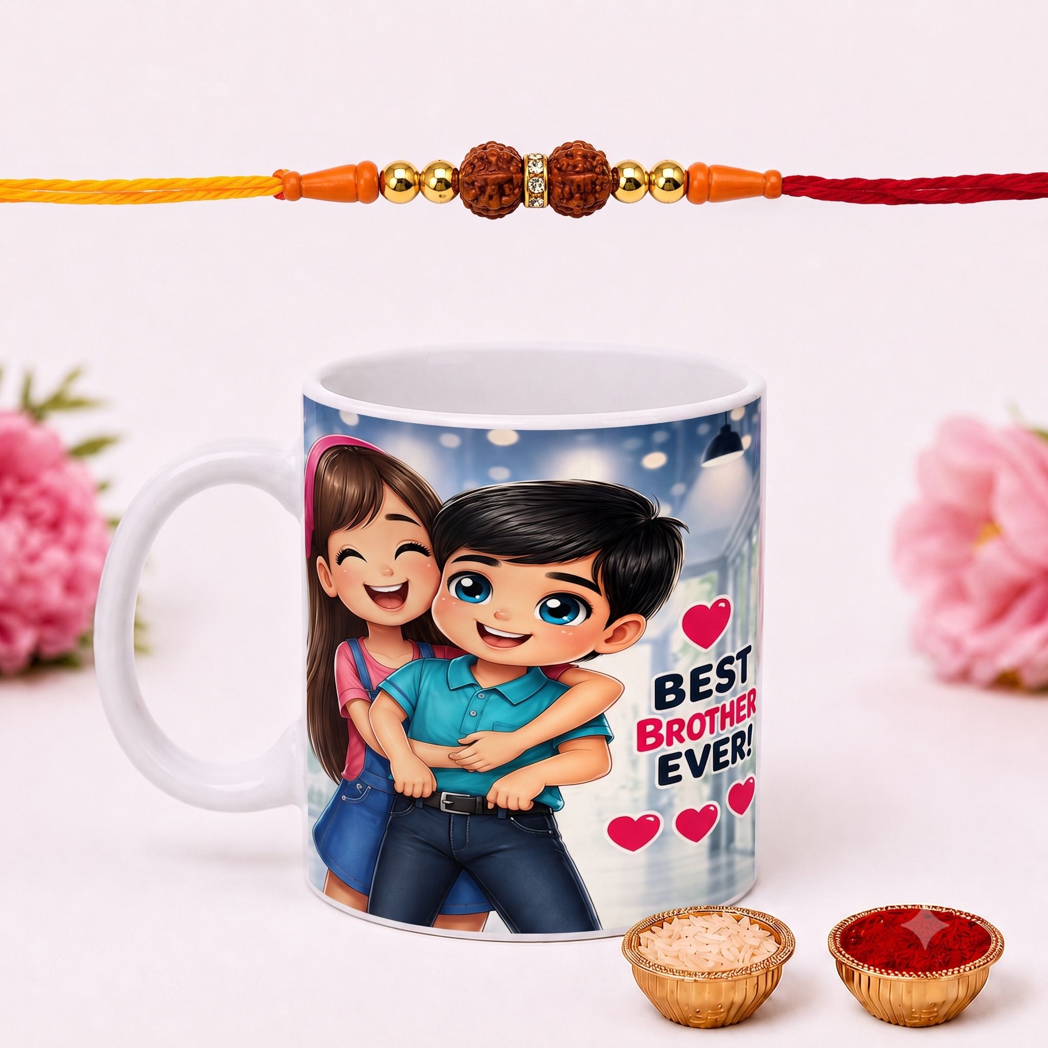 Rakhi Set For Brother Printed Coffee A14(1 Rakhi ,1 and Roli Chawal) Ceramic Coffee Mug-image-30