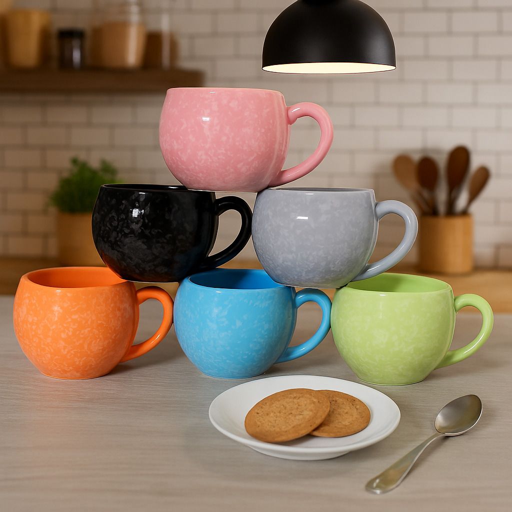Pack of 6 Ceramic, Bone China Printed Microwave Safe Tea Cup-image-21