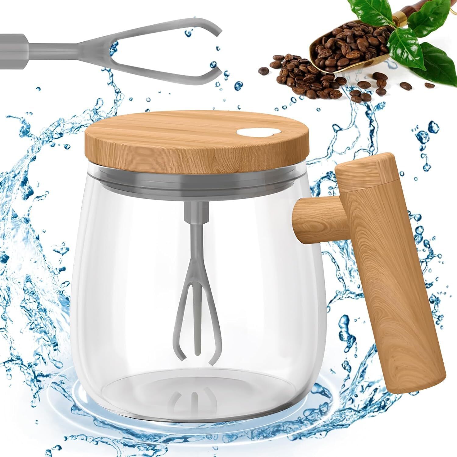 hr soppy Self Stirring Glass Plastic Coffee Mug-picture-28