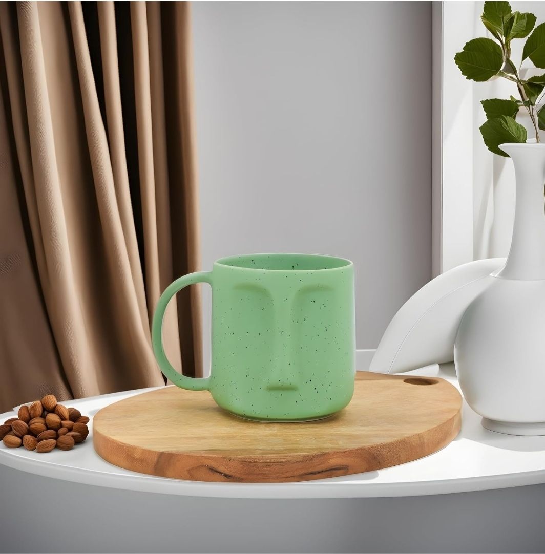 shanvika international Green colour face milk mug Ceramic Coffee Mug-picture-24