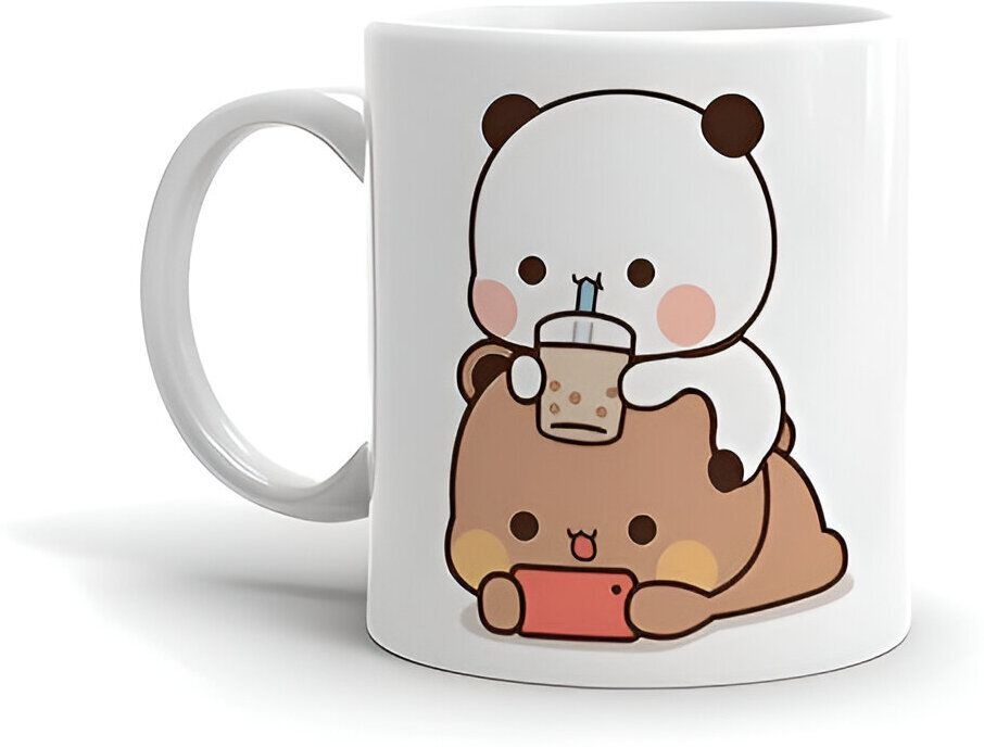 Bubu Dudu Stylish White Ceramic Printed Design Perfect Gift Ceramic Coffee Mug-image-32