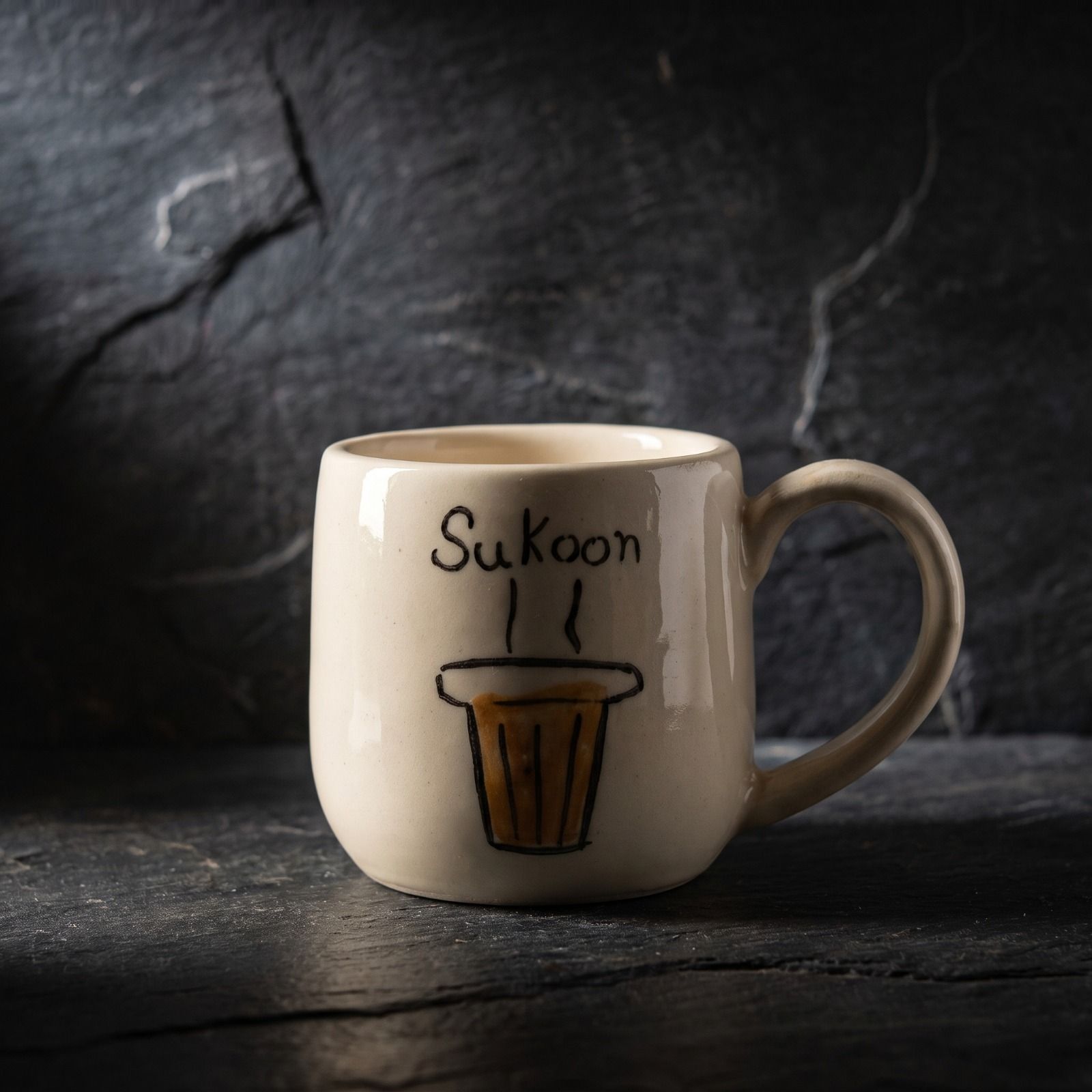 Ceramic Chai Coffee with Sukoon Print | Tea Cup for Home & Office | 250 ml Ceramic Coffee Mug-image-30