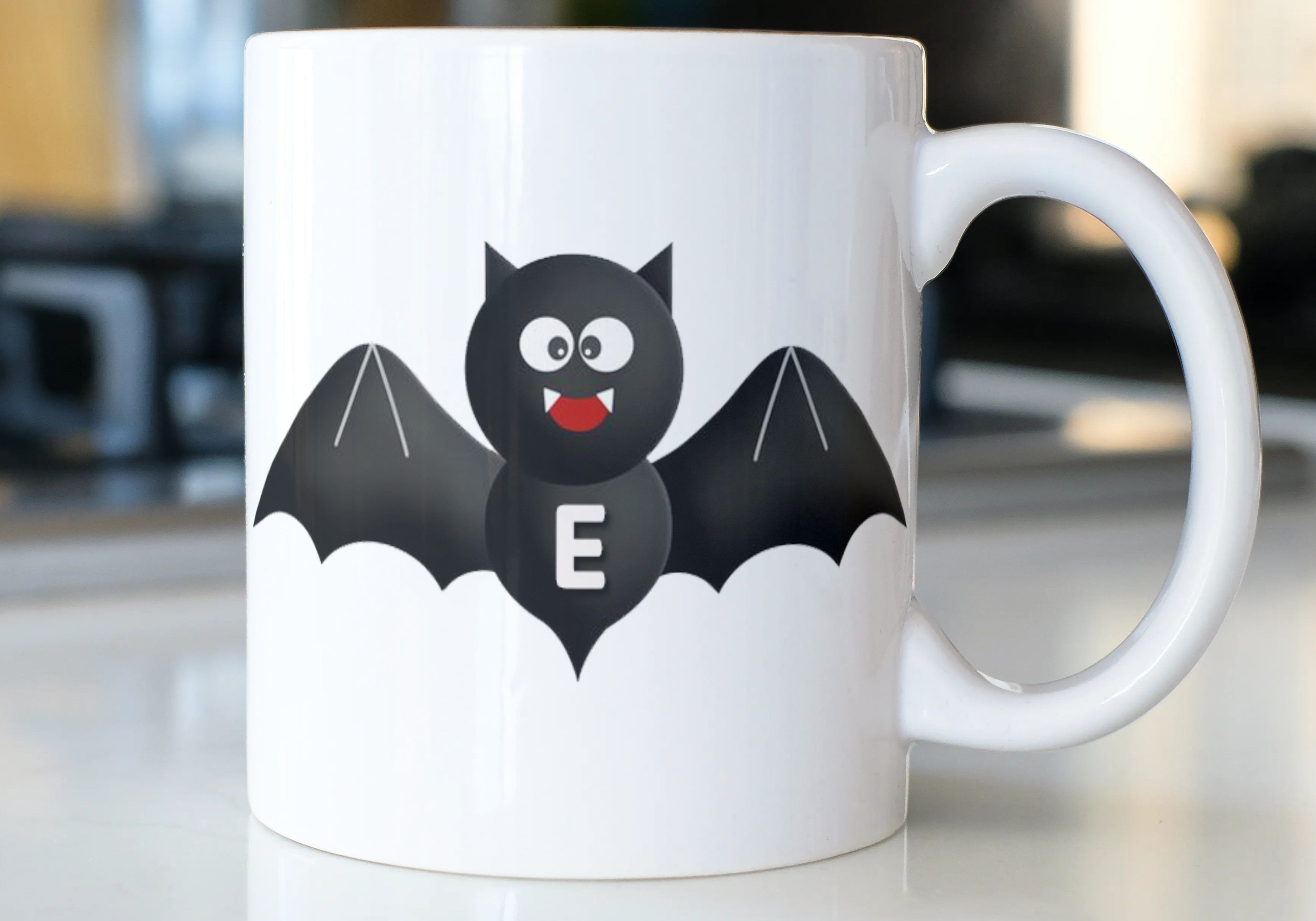 Bat Letter E , Letter E Alphabet Best Gift for Friends Who's Name Start With Ceramic Coffee Mug-image-44