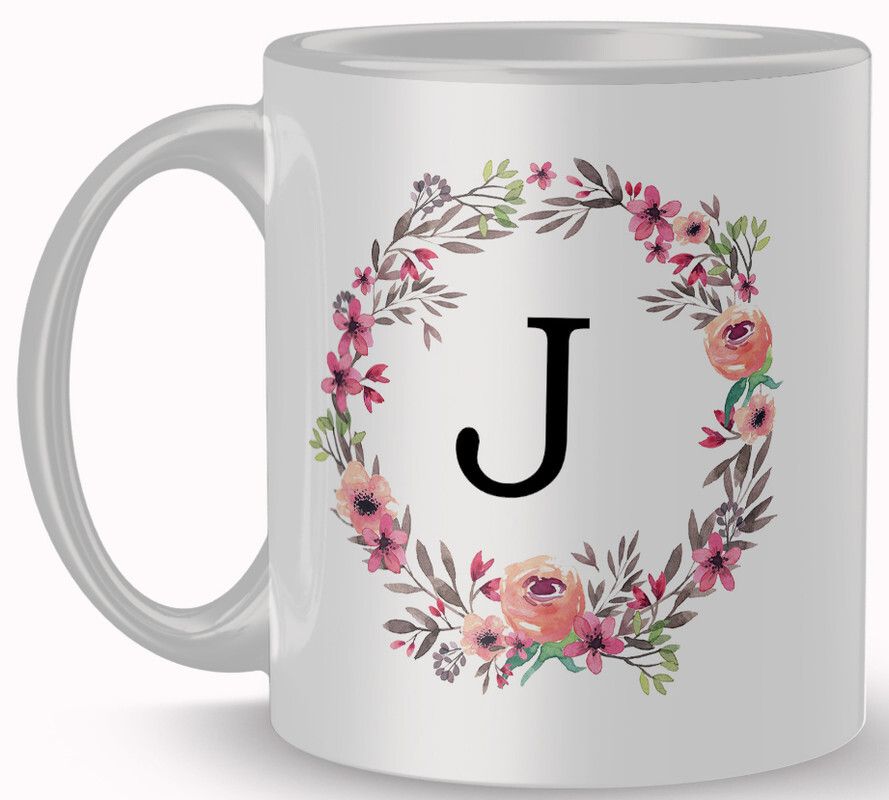 Best Gift J Letter Flower Alphabet Special Day Ceramic Coffee Ceramic Coffee Ceramic Coffee Mug-image-22