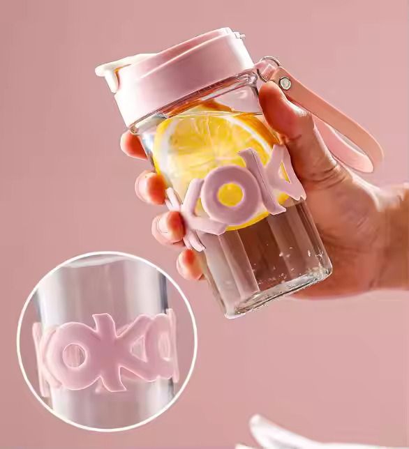otak Aesthetic Glass Water Bottle with Straw & Silicone Sleeve-picture-28