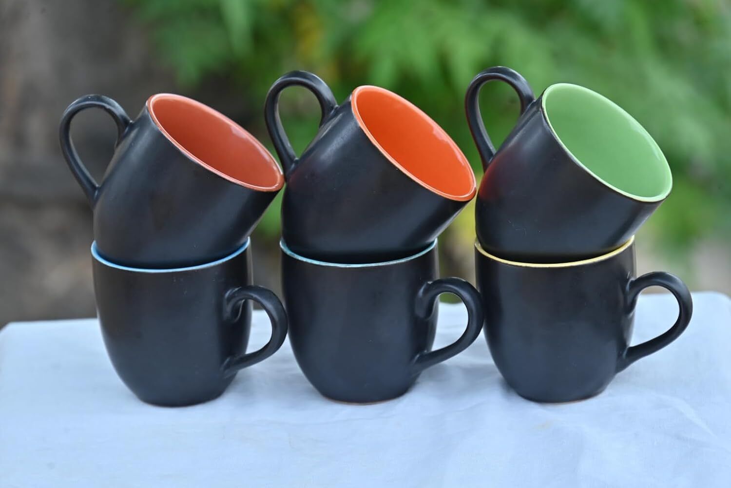 vyapar samriddhi Pack of 2 Ceramic Tea Cups Black Matt chai Cups Handmade-picture-44