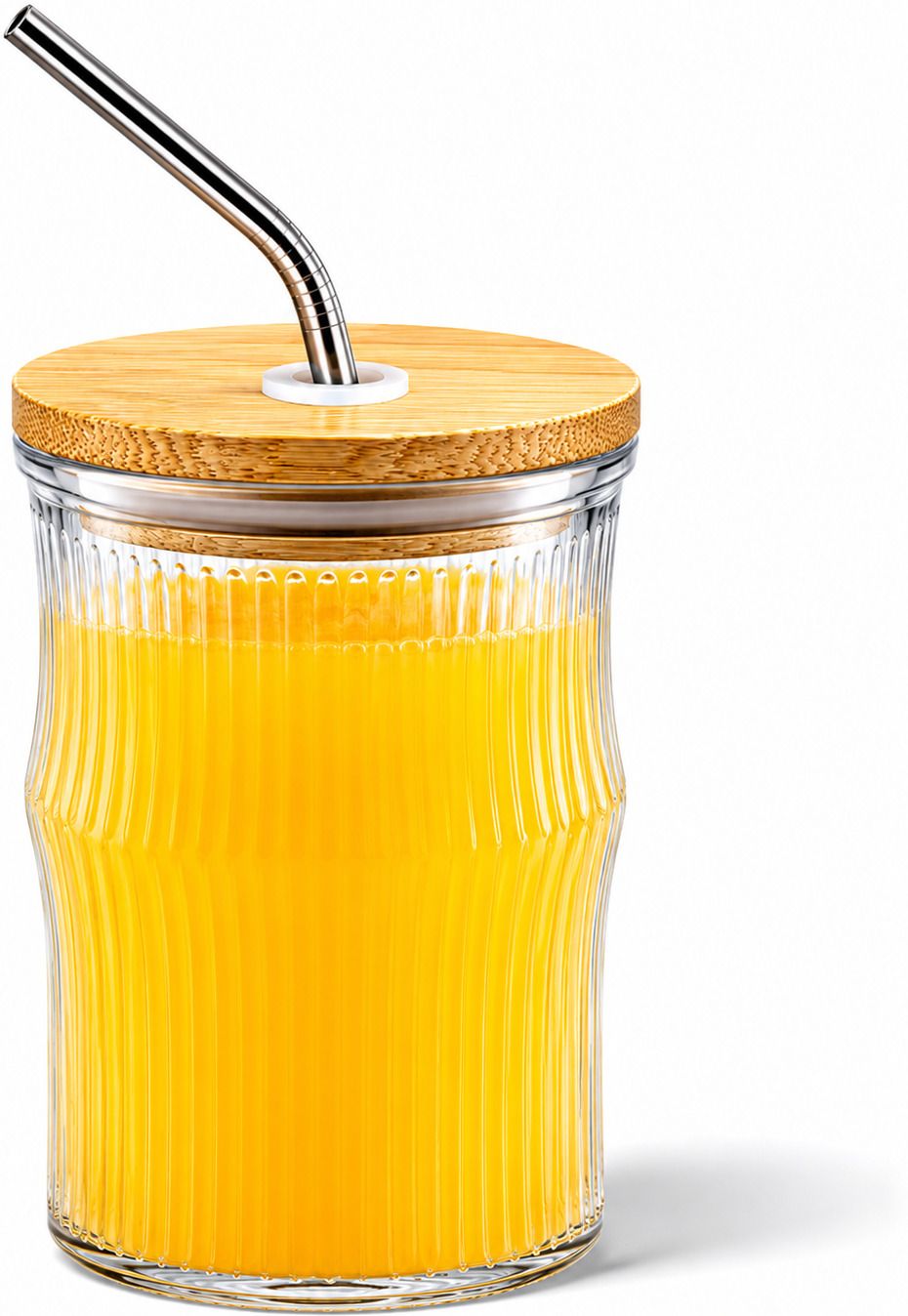 sharuja 350ML Glass Tumbler with Lid and Straw-picture-1
