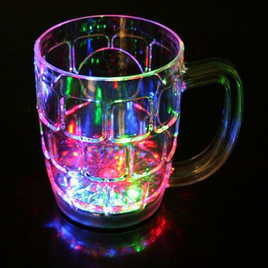 Inductive Rainbow Color Cup LED Flashing 7 Color Changing Light. Pour Water or Tea, Lighting Cup, Easy battery replace Glass (250 ml) Glass Beer Mug