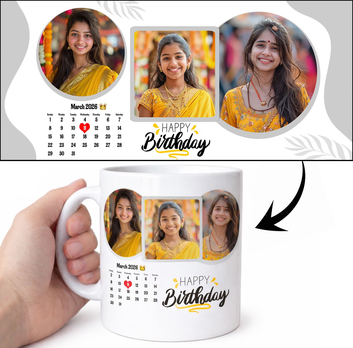 Photo Calendar with Name and Date Personalized Cup For Birthday Gift Ceramic Coffee Mug-image-30