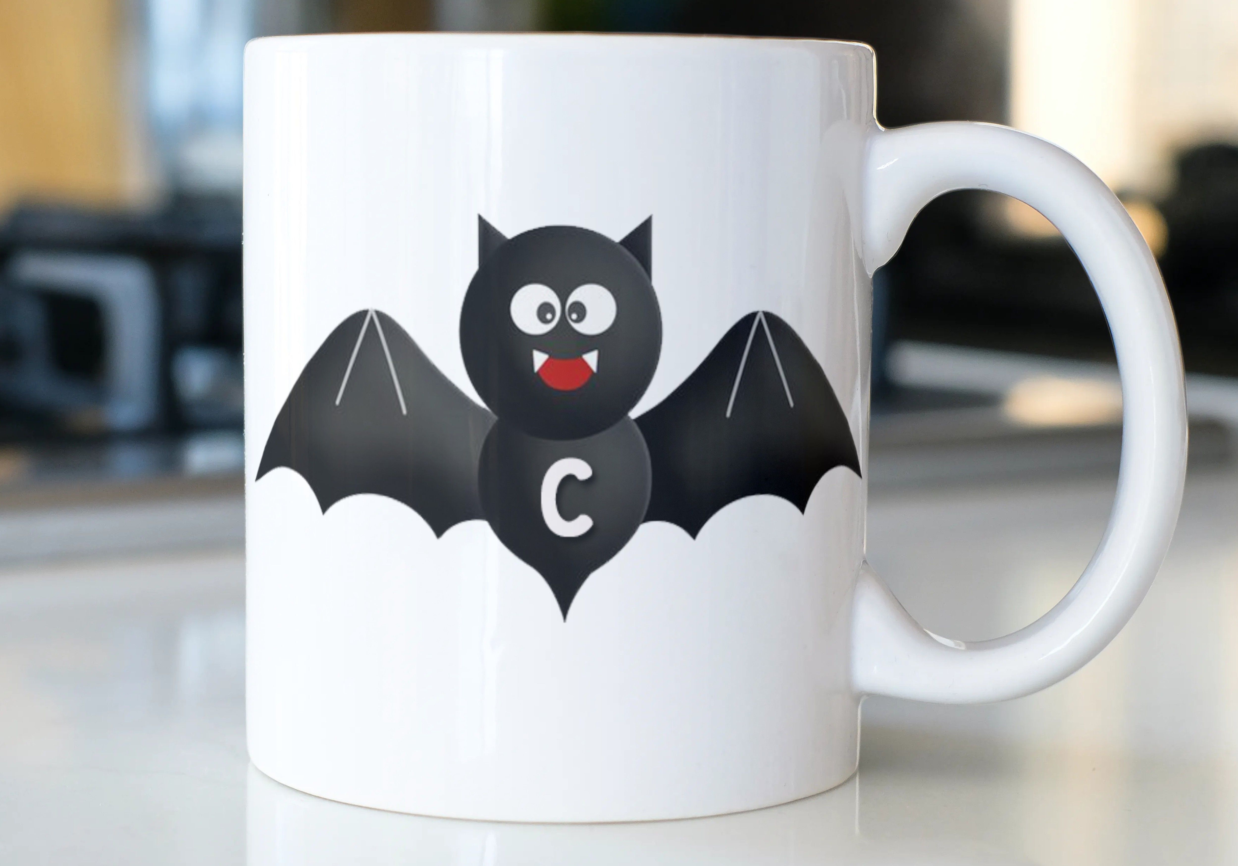 Bat Letter C , Letter C Alphabet Best Gift for Friends Who's Name Start With Ceramic Coffee Mug-image-48