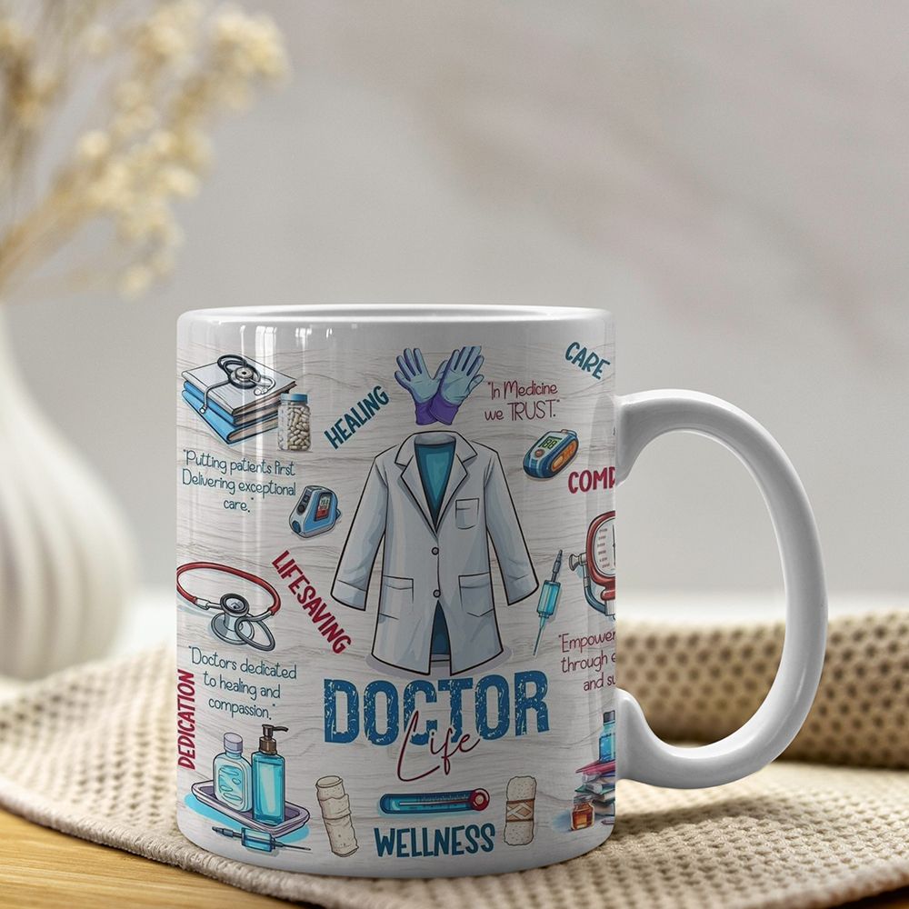 Gift for Doctors, Nurses & Healthcare Professionals, Doctor Theme Printed Ceramic Coffee Mug-image-6