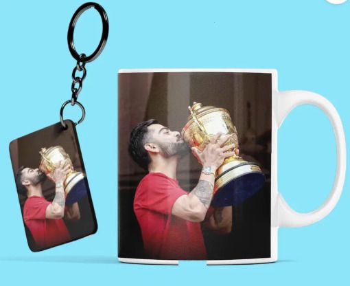Mug with keychain for RCB fans Ceramic Coffee (350 ml) Ceramic Coffee Mug-image-14
