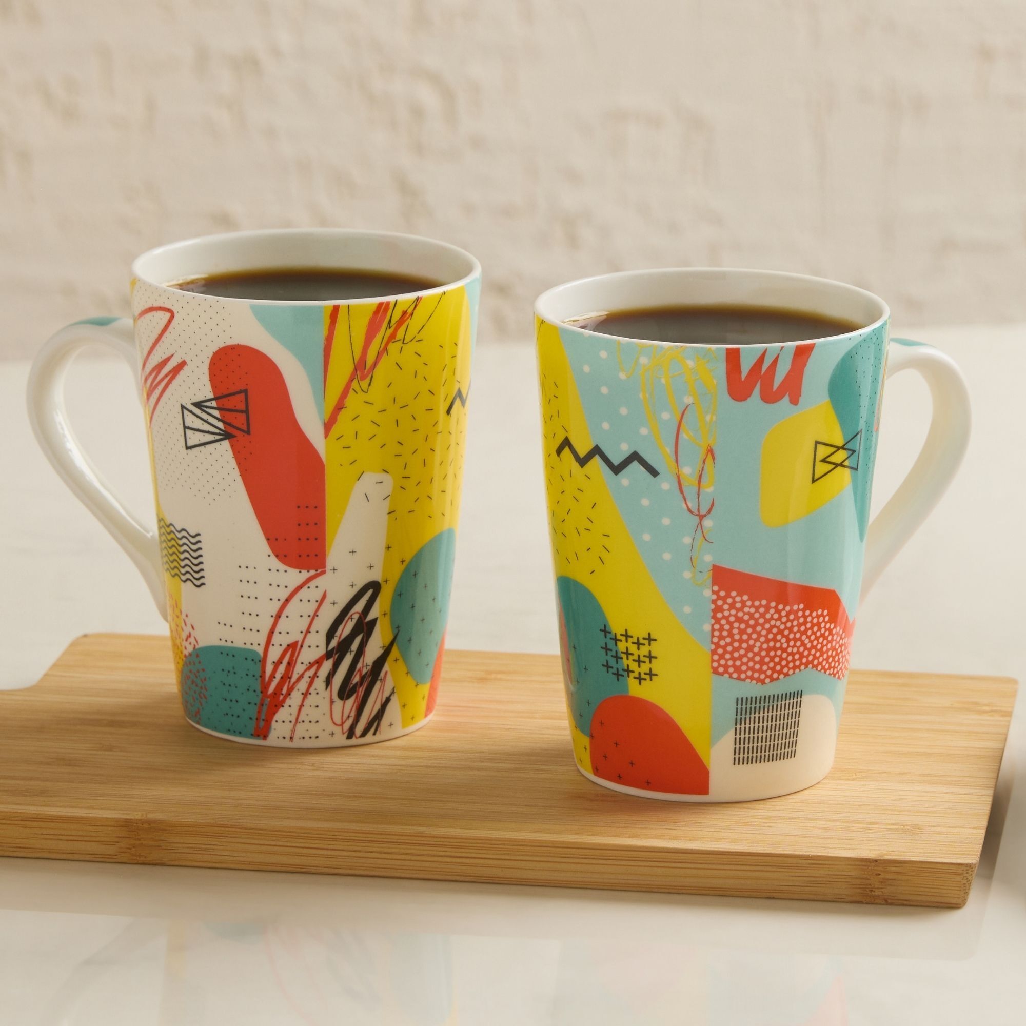united colors of benetton Bone China Set of 2 - 320ml Printed Cups for Tea, Coffee & Hot Beverages Bone China Coffee Mug-picture-16