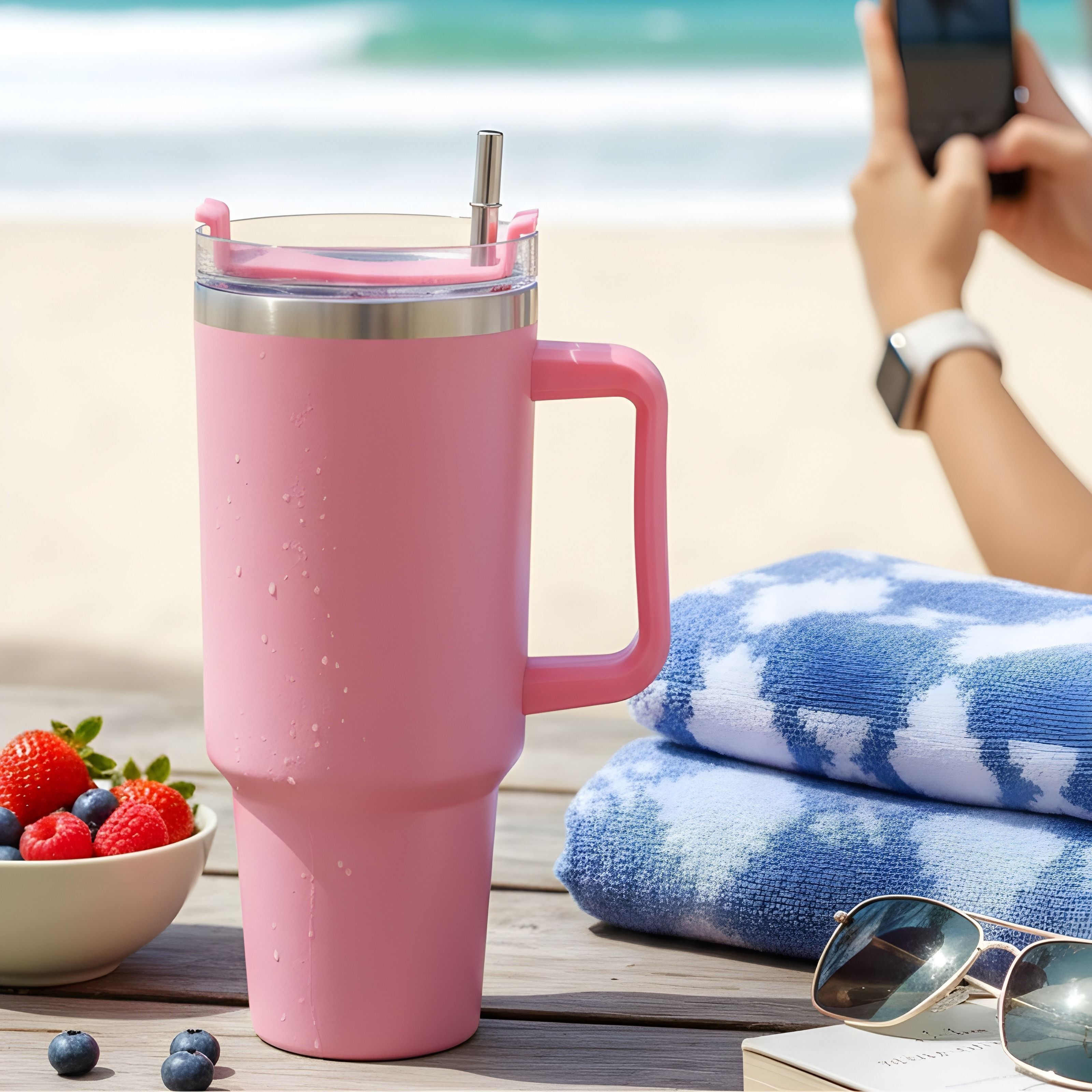 uniflame Stainless Steel Vacuum Insulated Tumbler with Lid, Cap, Handle Stainless Steel Tumbler-picture-24