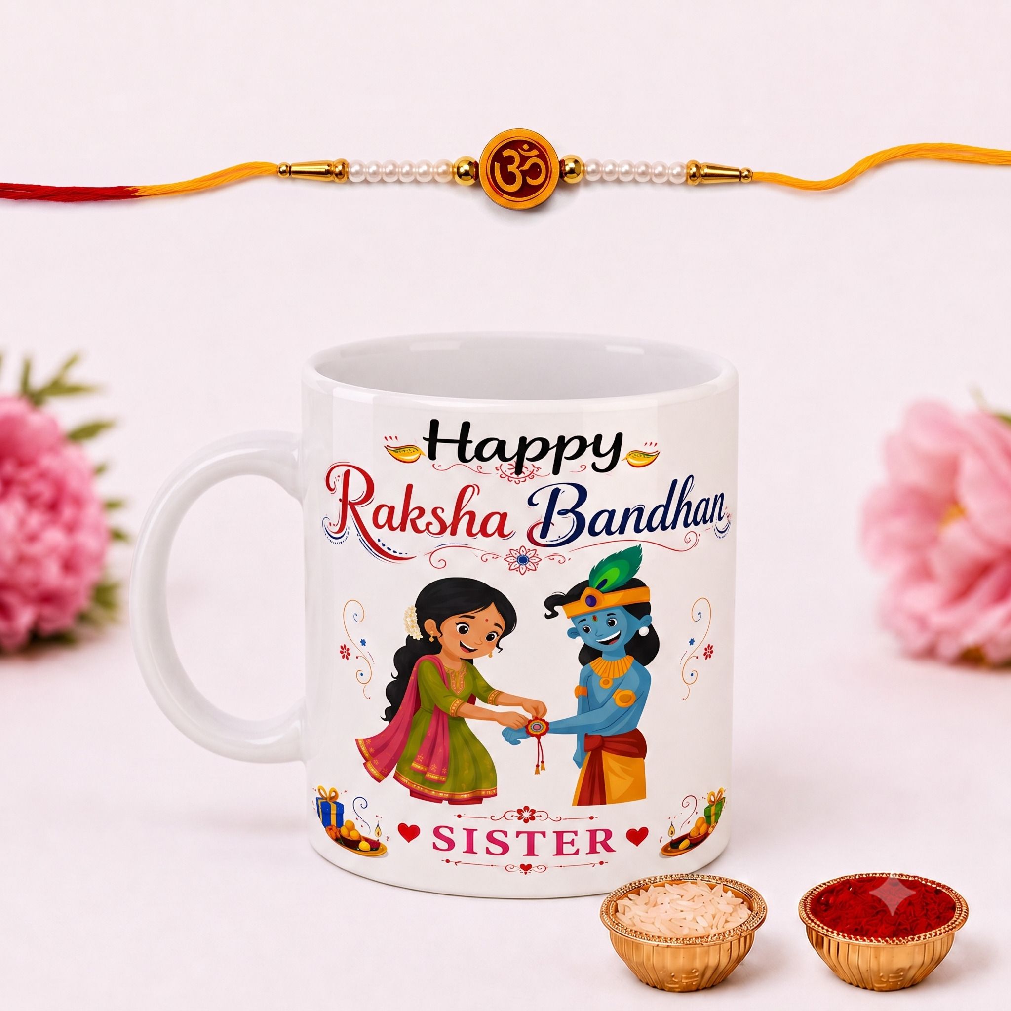 Happy Rakshabandhan Printed M126(1 Rakhi ,1 and Roli Chawal) Ceramic Coffee Mug-image-16