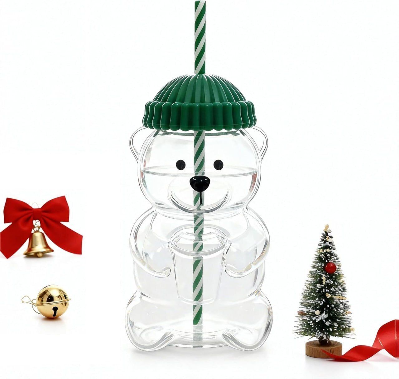 kvvtrades New Plastic Bear Straw Cup Cute Bear Plastic Tumbler with Reusable Straw Plastic Tumbler-picture-16