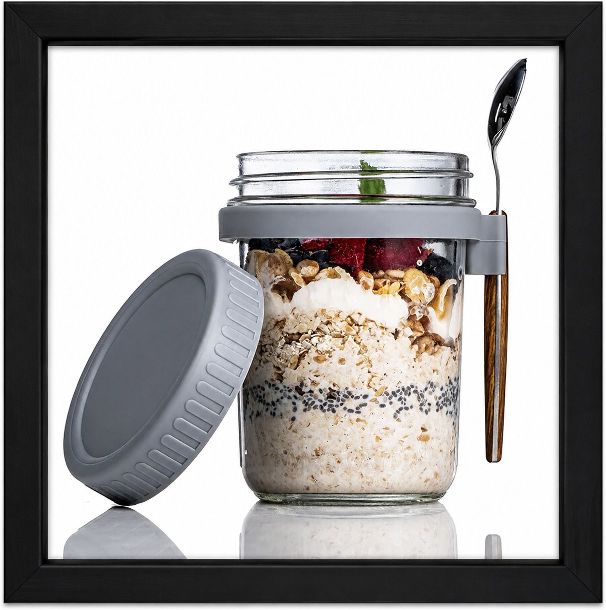 Oats Container With Lids And Spoon, Glass Mason Jars For Overnight Oats Glass Mason Jar-image-24
