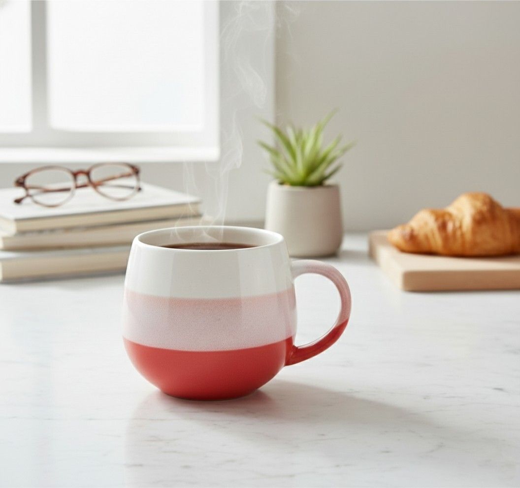 femora Hand-Glazed Ceramic Coffee, Ombre Peach & White, Belly Style Tea Cup Ceramic Coffee Mug-picture-28