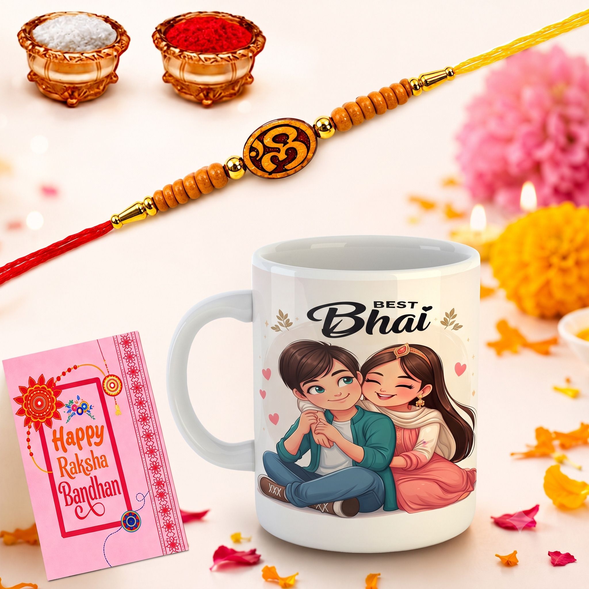 dharma gift Happy Rakhi Printed C4(1 Rakhi ,1,1 Card,1 Roli Chawal) Ceramic Coffee Mug-picture-19