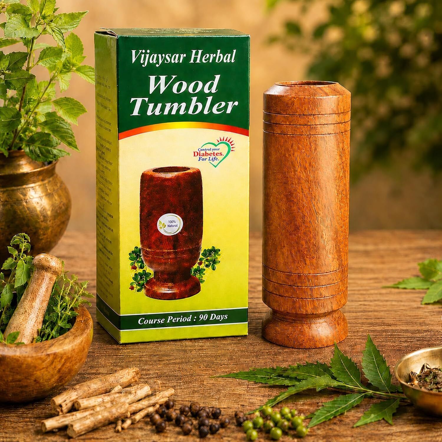 Vijaysar Wood Glass Ayurvedic Wooden Tumbler Natural Wooden Cup Overnight Water Glass Water/Juice Glass-image-44
