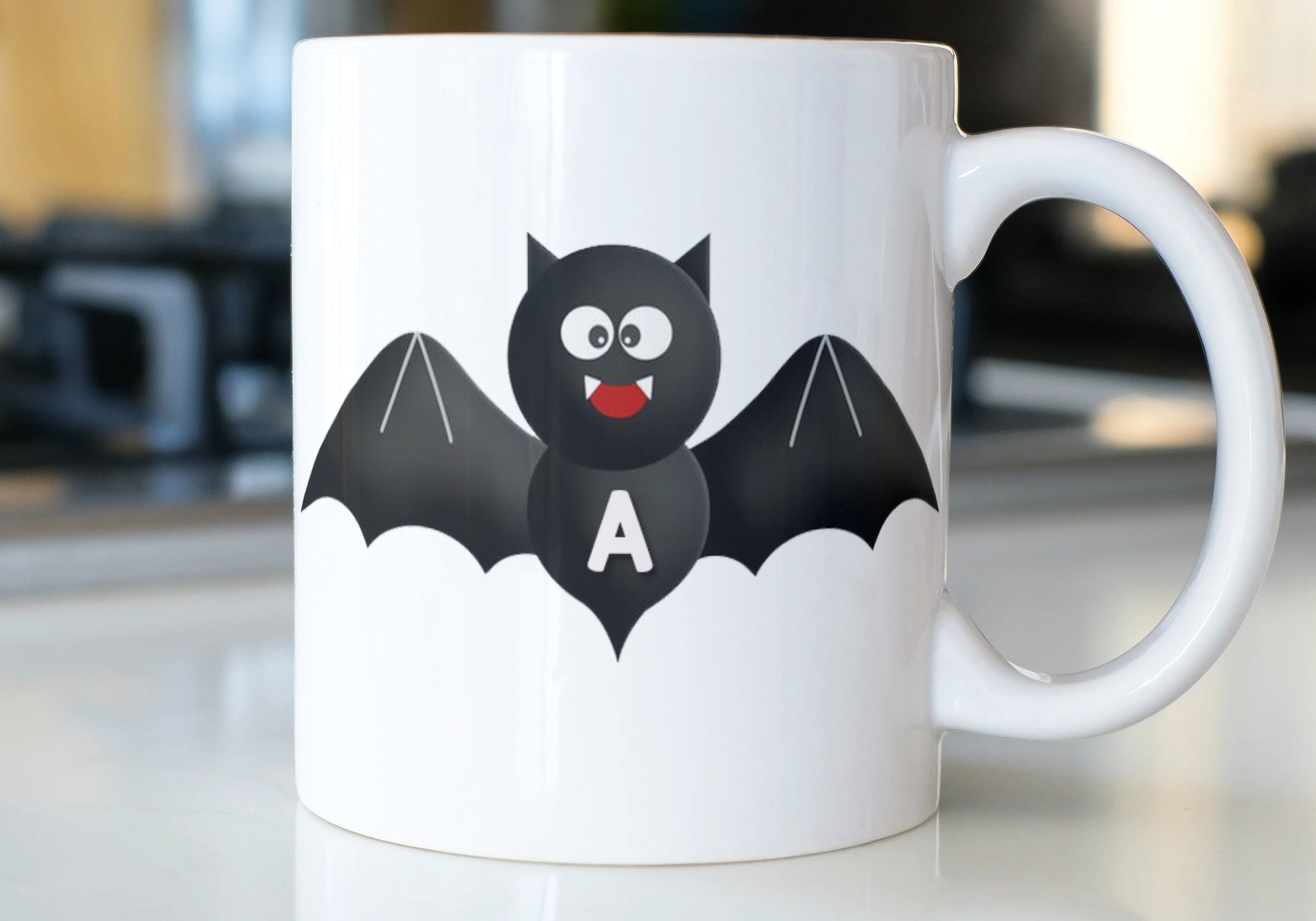 Bat Letter A , Letter A Alphabet Best Gift for Friends Who's Name Start With Ceramic Coffee Mug-image-45