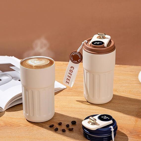 Coffee Travel with LED Temperature Indicator Portable Leak-Proof Glass Coffee Mug-image-29