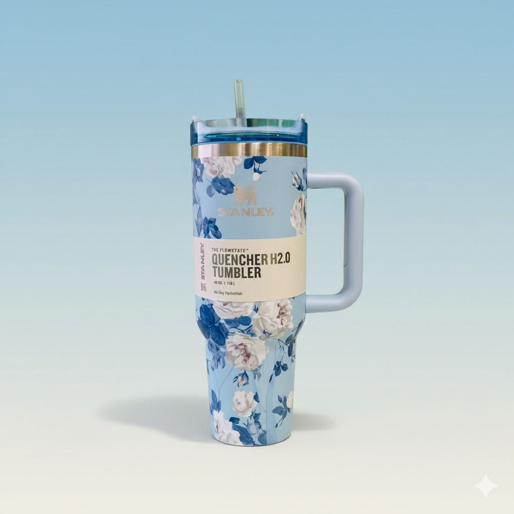 BLUE FLORAL Stainless Steel Tumbler-image-43