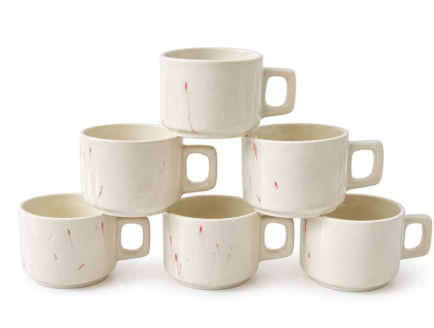 kiki creation Pack of 6 Ceramic, Bone China Red hotel Glossy tea cup set-picture-38
