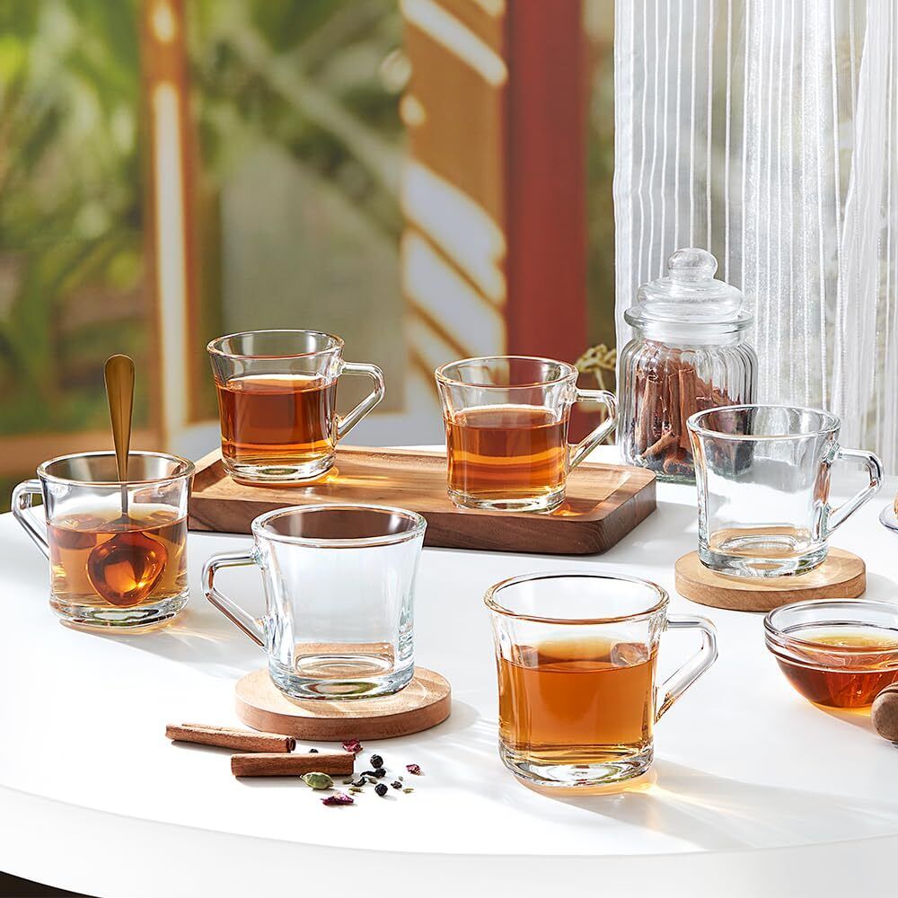 Cyder Tea/Coffee Set, Borosilicate Tuff Glass Made in India Cup Set Glass Coffee Mug-image-16