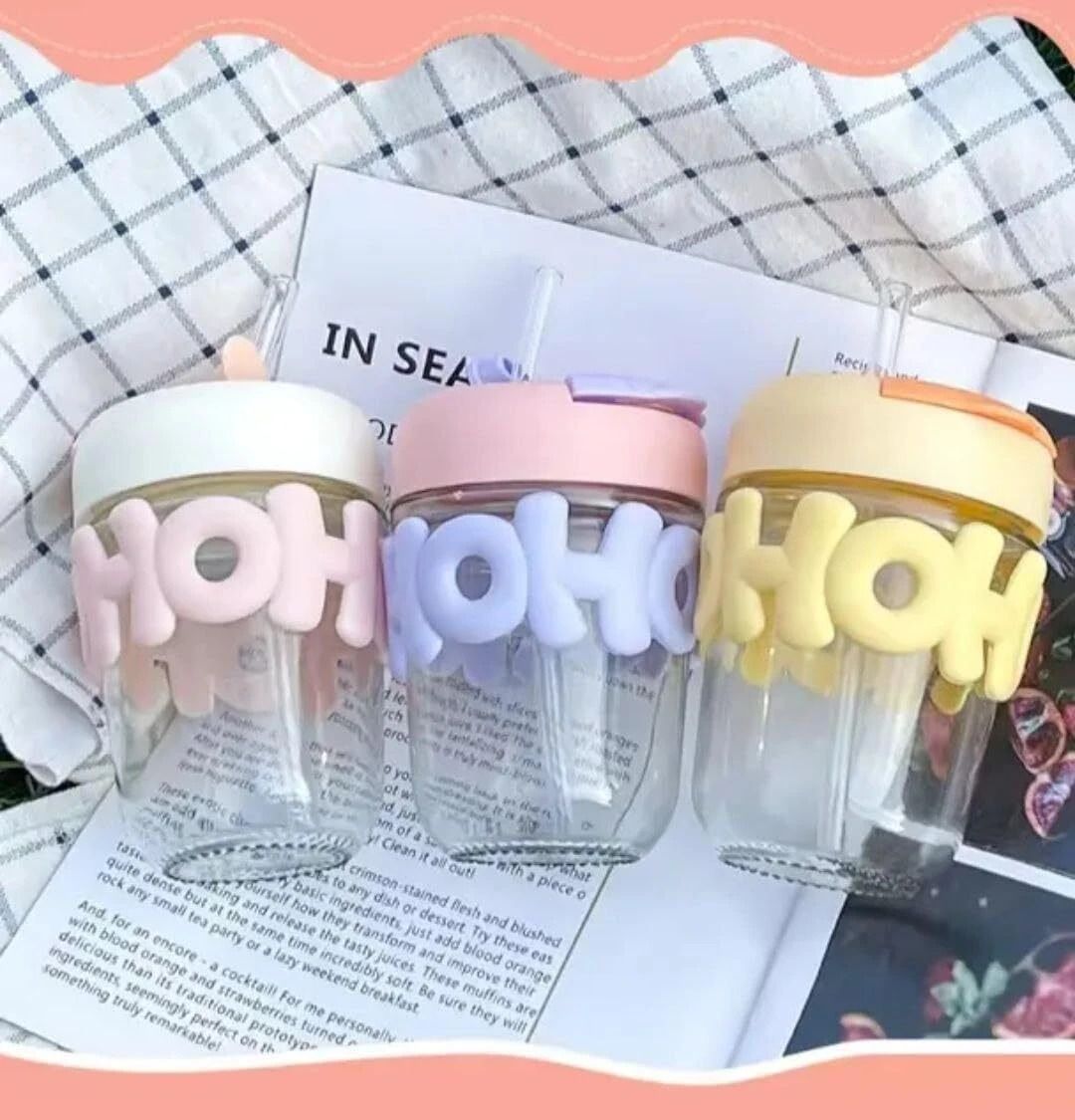 almighty Glass Sipper Tumbler Tea Coffee Can with Acrylic Lid and Straw Fruit Milk Juice Glass Fondue Mug-picture-12