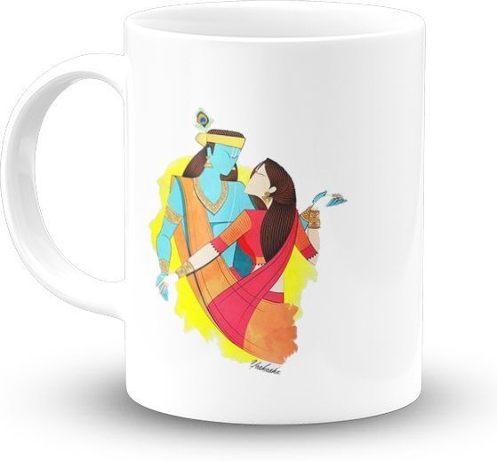 pekdee PEK26-Radha Krishna Printed White Microwave and Dishwasher Ceramic Coffee Mug-picture-20