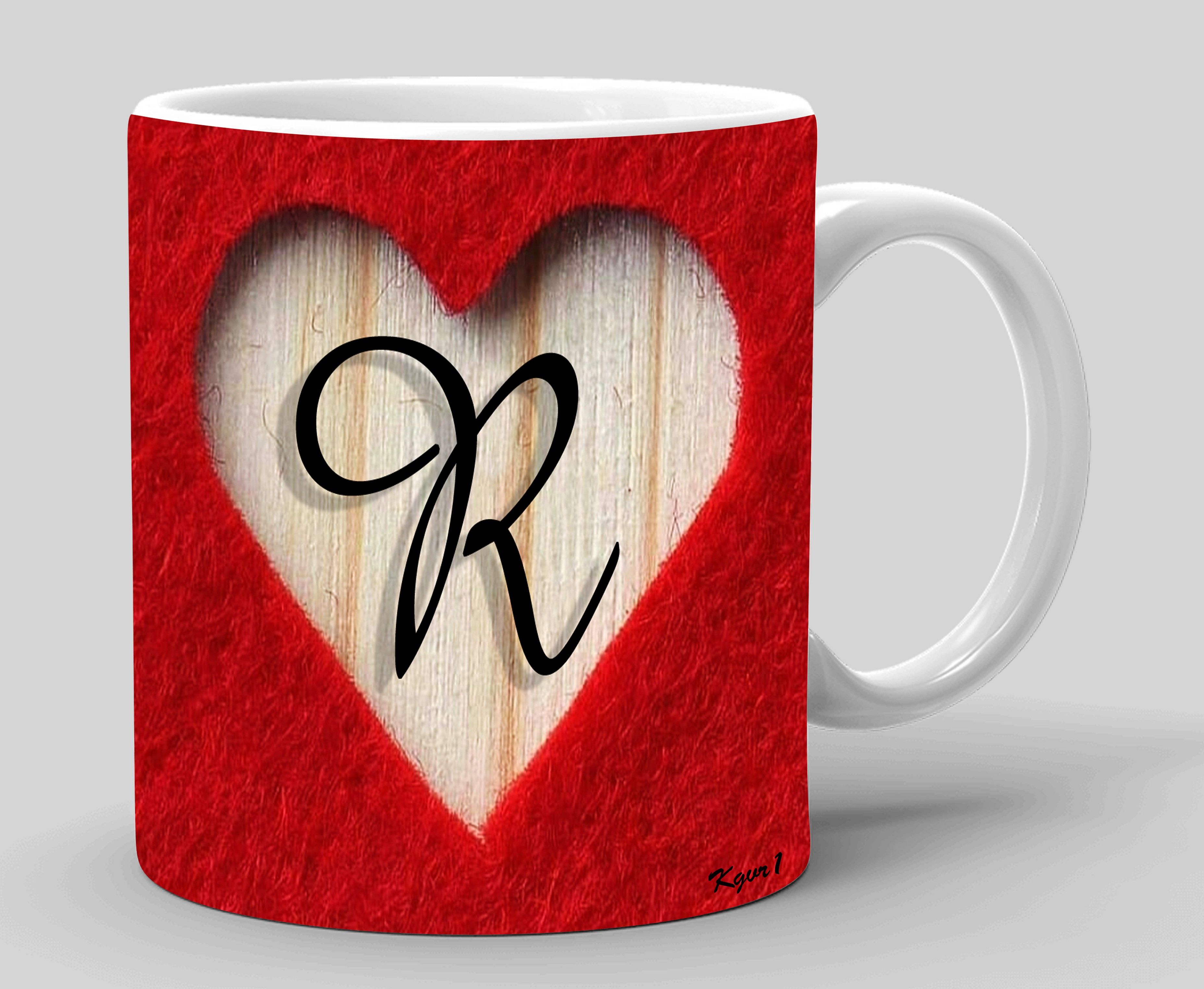 "Letter R Alphabet with Red Heart"Best Gift For Him And Her A True Love|Printed Ceramic Coffee Mug-image-7